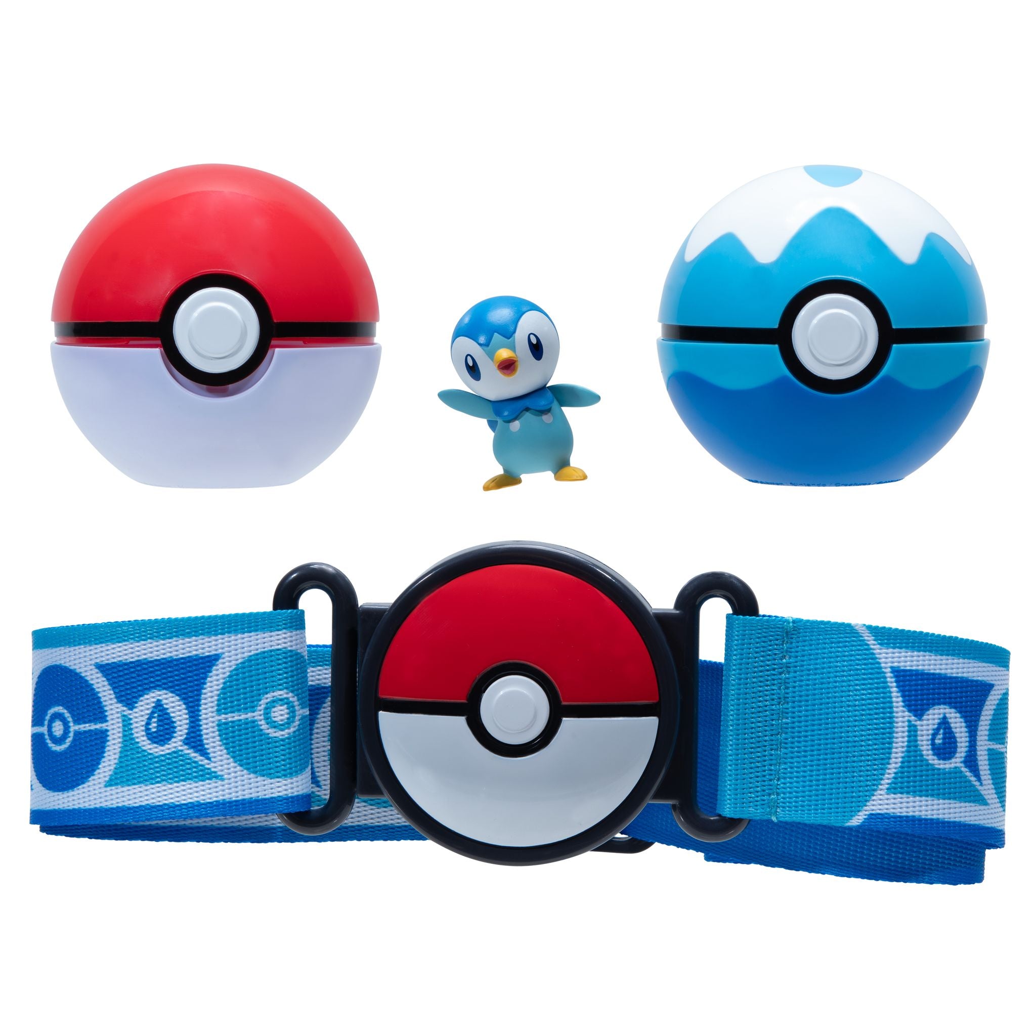 Pokemon Clip N Go Poke Ball Belt Set - Poke Ball & Dive Ball With Piplup