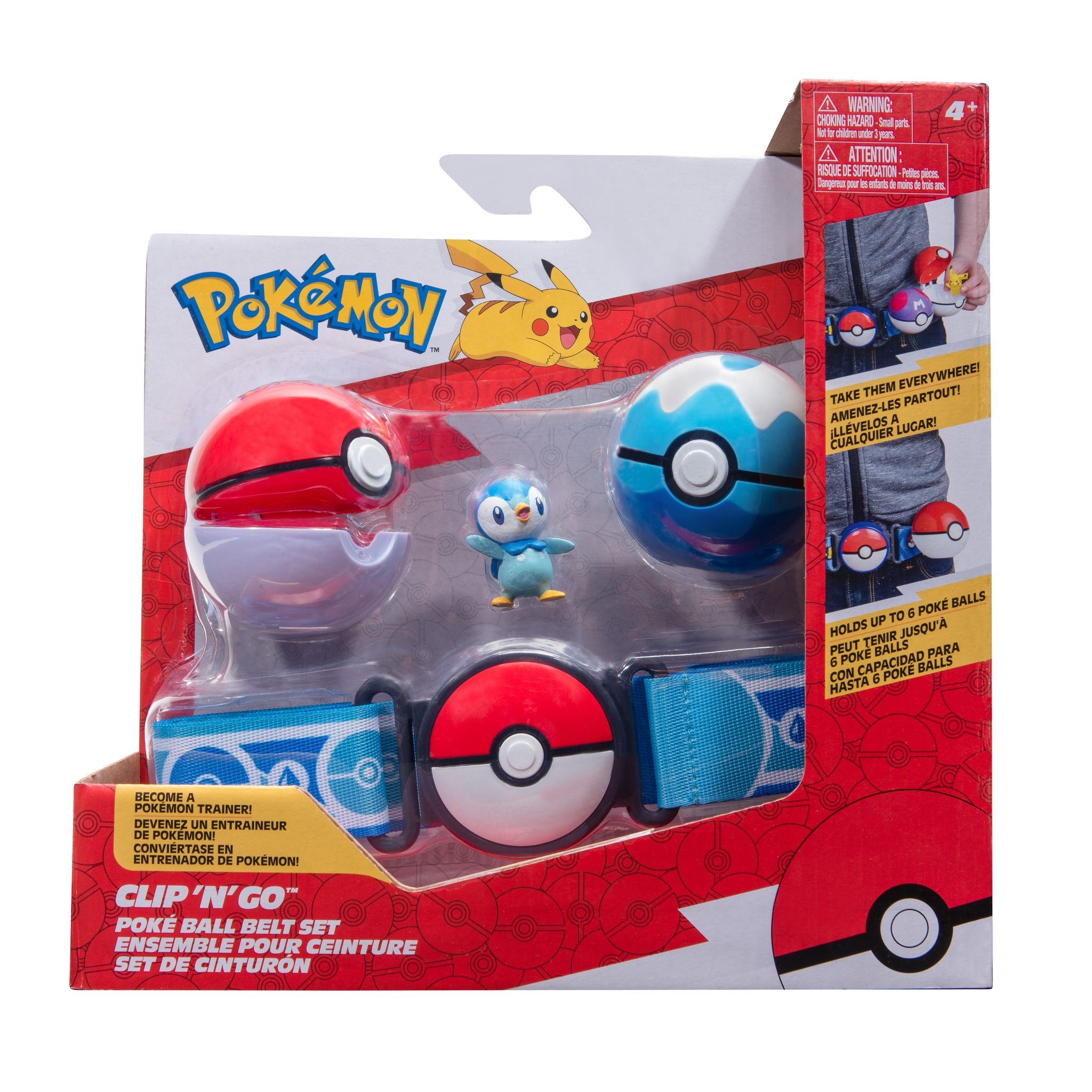 Pokemon Clip N Go Poke Ball Belt Set - Poke Ball & Dive Ball With Piplup