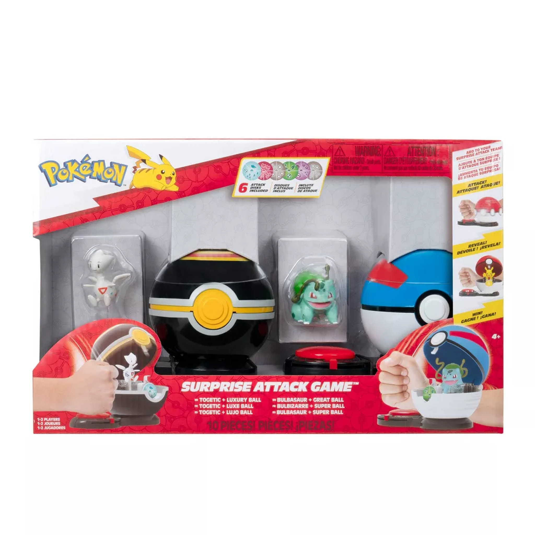 Pokemon Surprise Attack Poke Ball Battle Game Togetic With Stand & Bulbasaur #4 With Luxury Ball & Great Ball