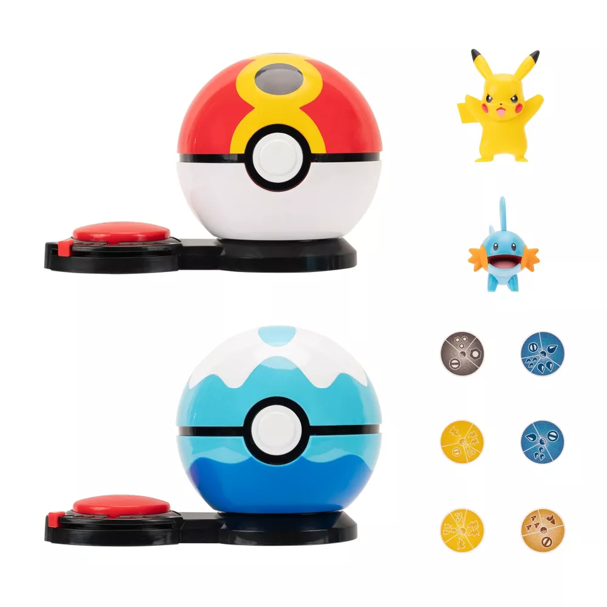 Pokemon Surprise Attack Poke Ball Battle Game Pikachu #9 & Mudkip With Repeat Ball & Dive Ball