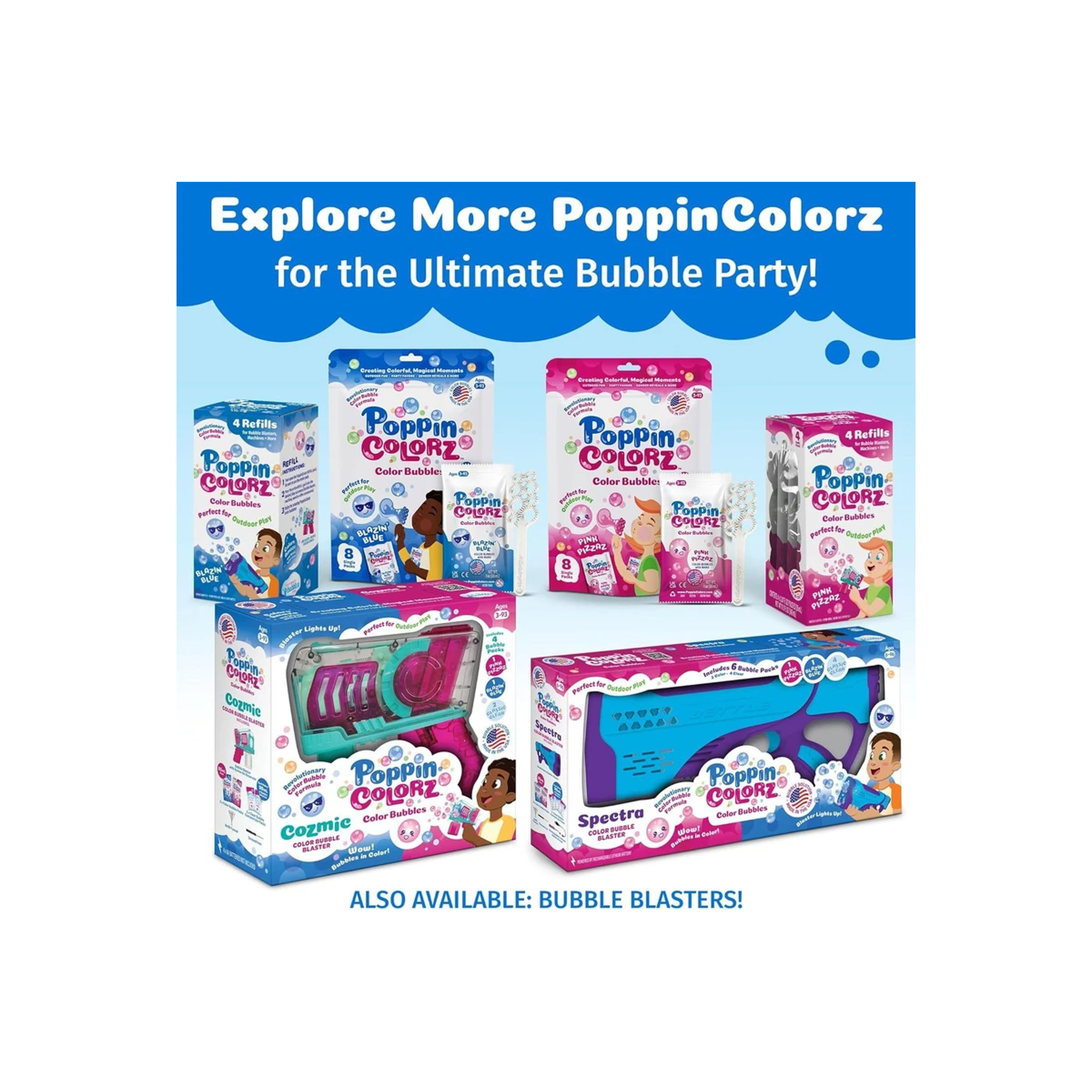 Poppin Colorz Color Bubbles Blazin Blue 8 Pack