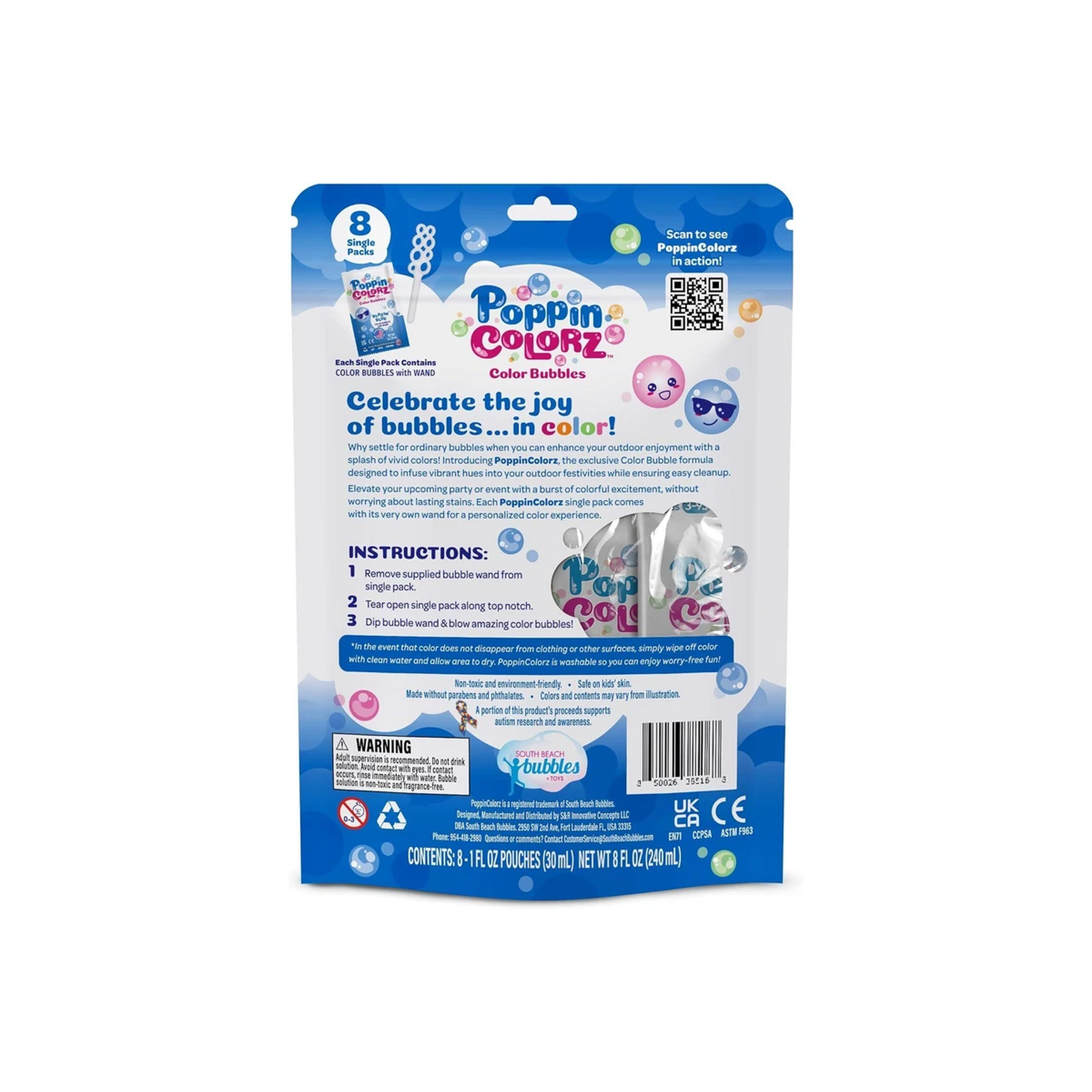 Poppin Colorz Color Bubbles Blazin Blue 8 Pack