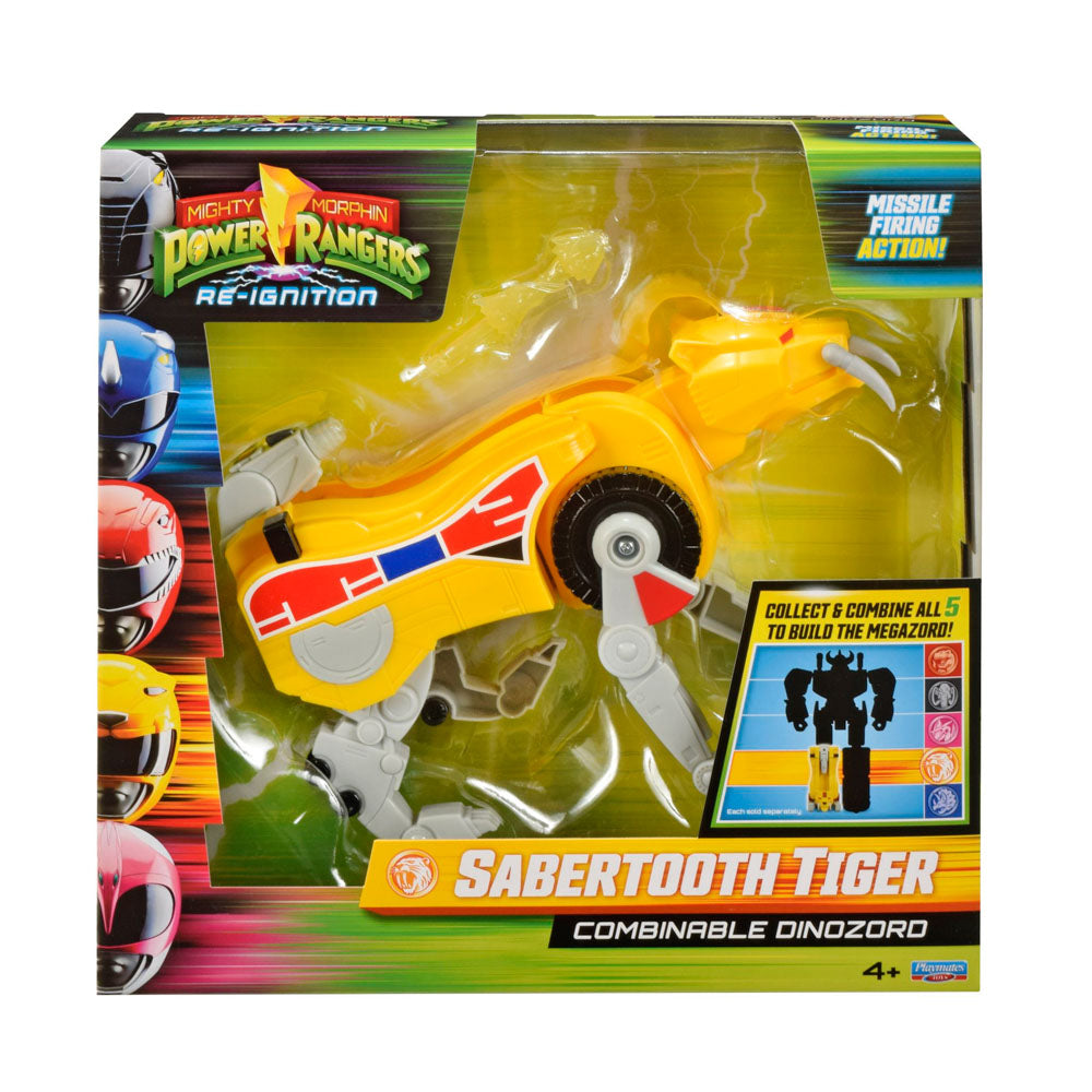 Power Rangers Mighty Morphin Combinable Dinozord - Sabertooth Tiger toy.