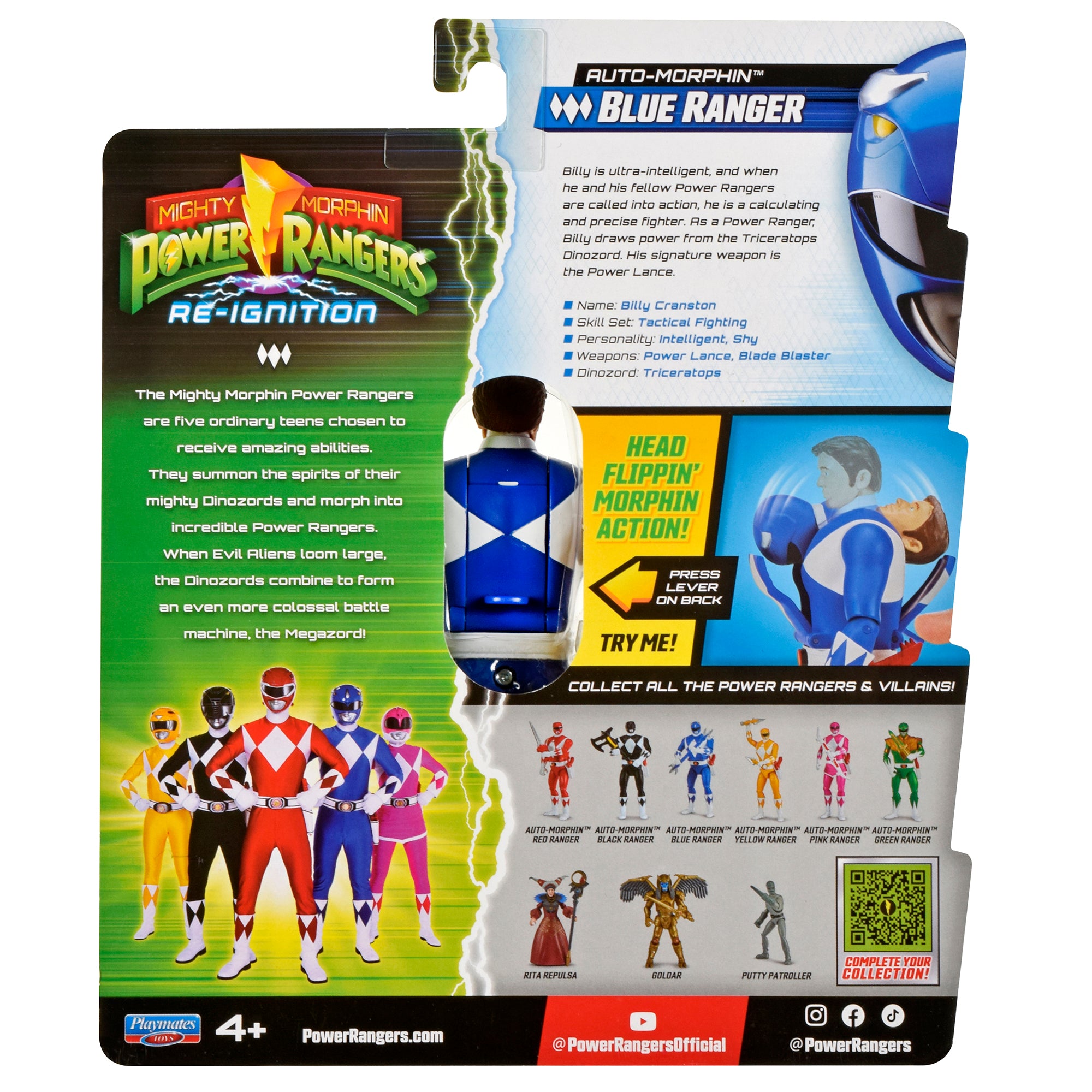 Mighty Morphin Power Rangers Auto-Morphin Figures - Blue Ranger - Toyworld NZ