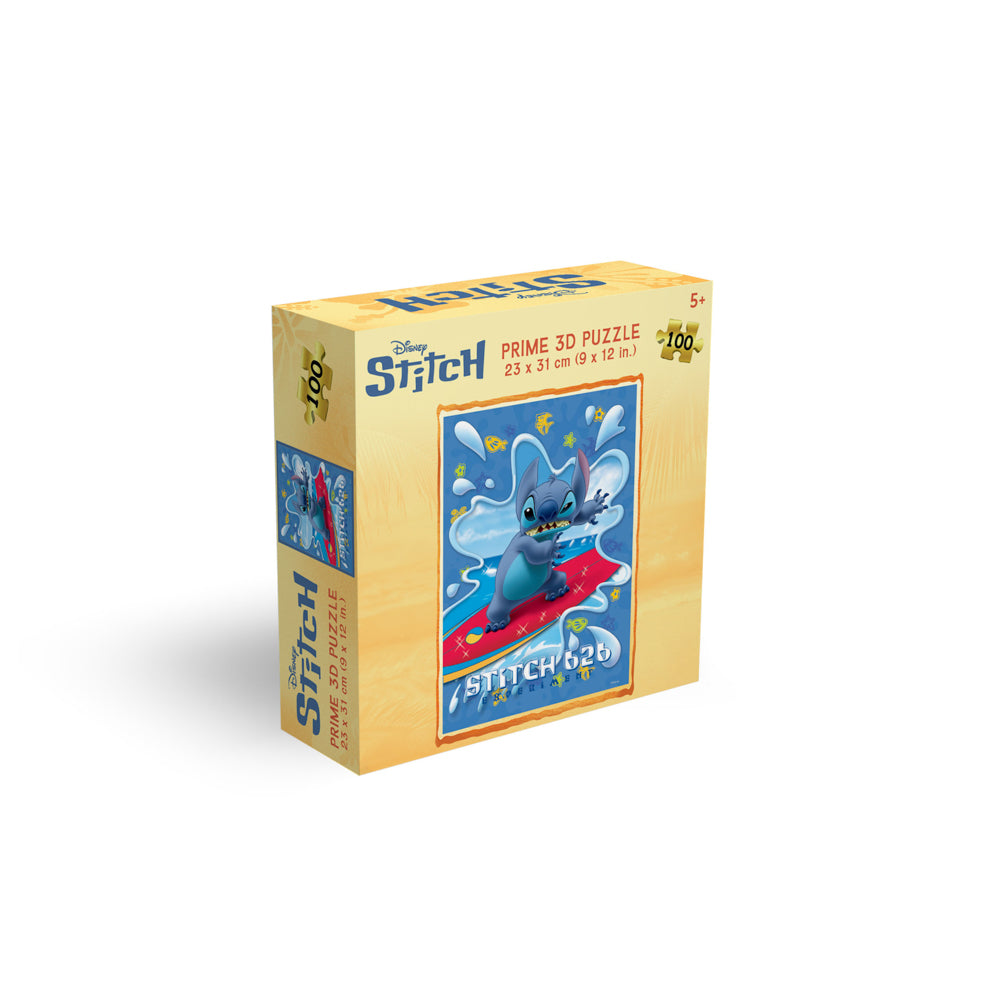 Prime 3D Disney Stitch 100 Piece Jigsaw Puzzle - Surfboard - Toyworld NZ