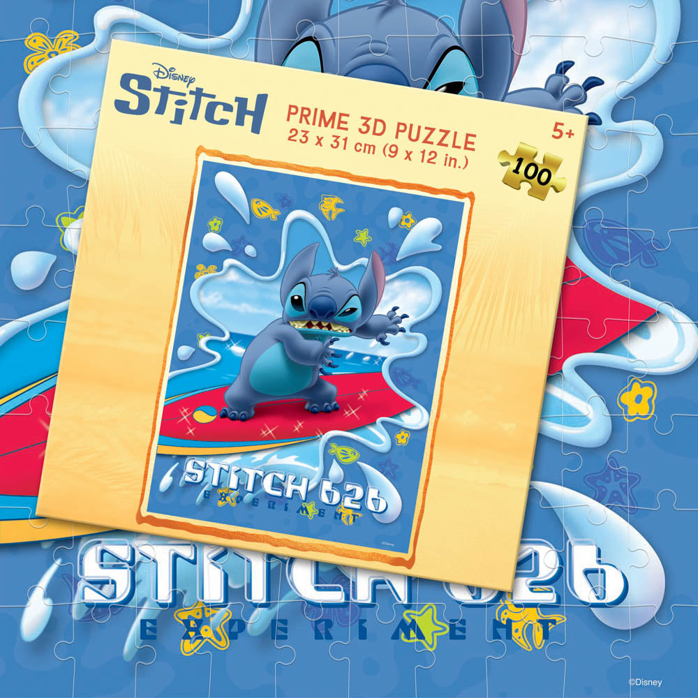 Prime 3D Disney Stitch 100 Piece Jigsaw Puzzle - Surfboard - Toyworld NZ