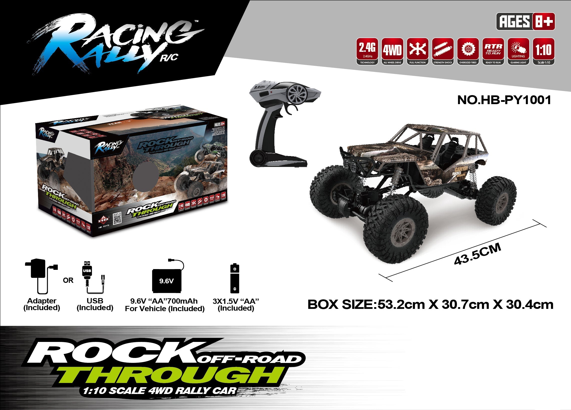 Racing Rally 1:10 Remote Control Rock Crawler Off Roader