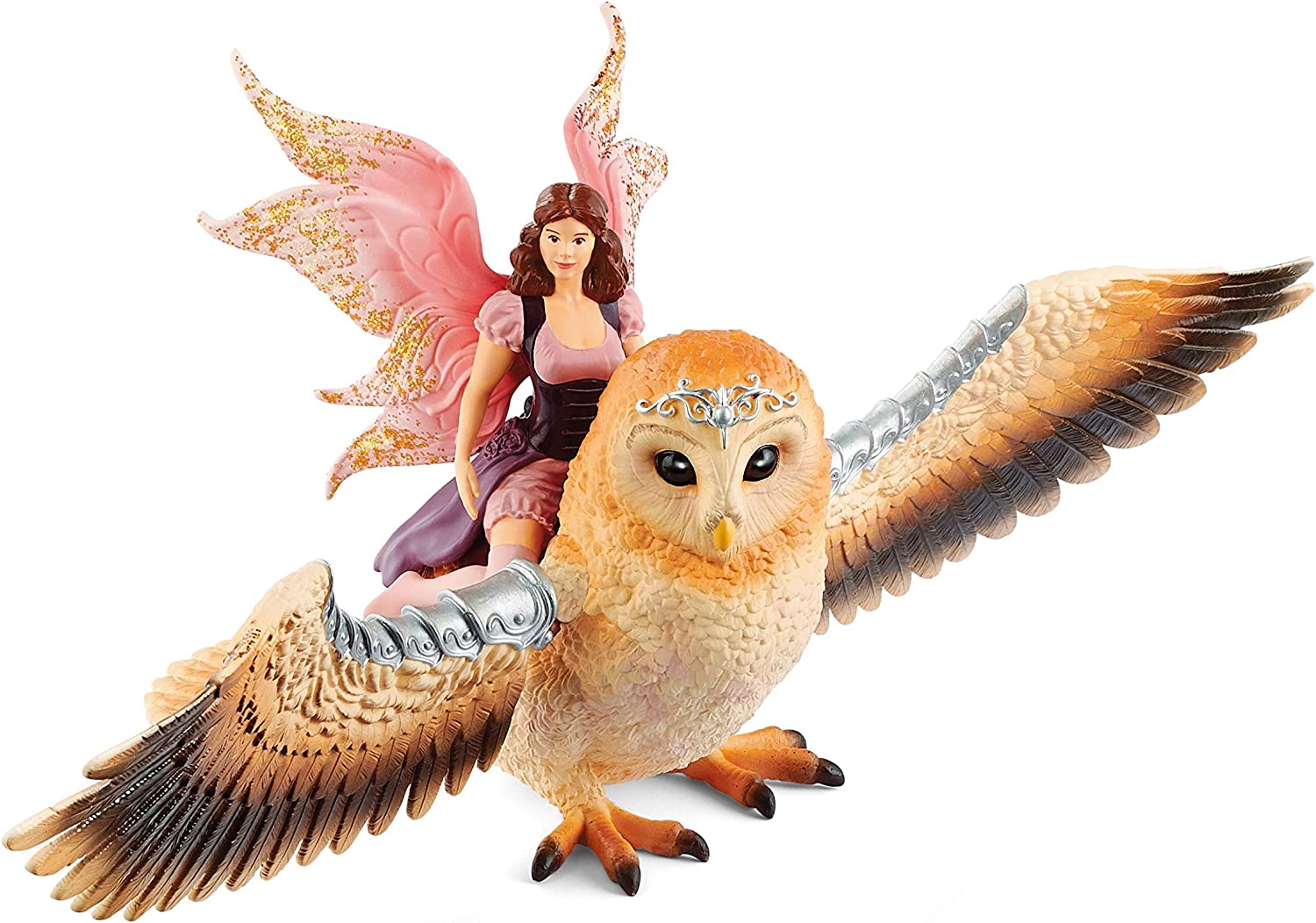 Schleich Bayala Fairy In Flight On Glam-Owl