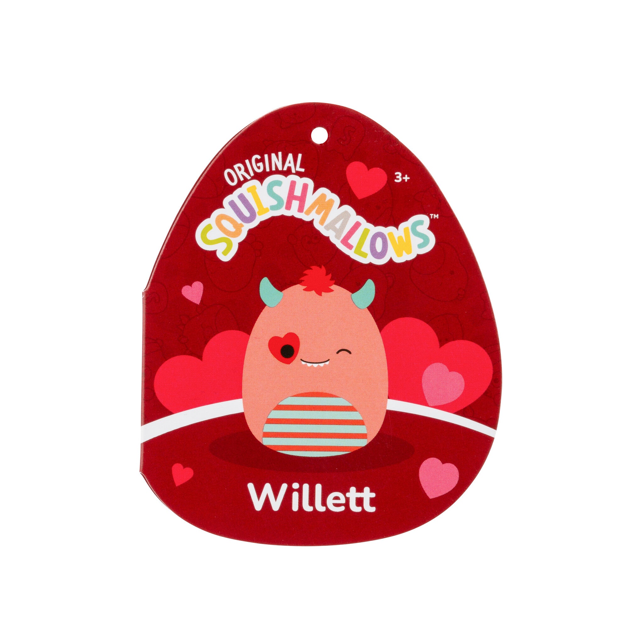 Squishmallows Valentines 3.5 Inch Plush Clip-On Willett The Monster
