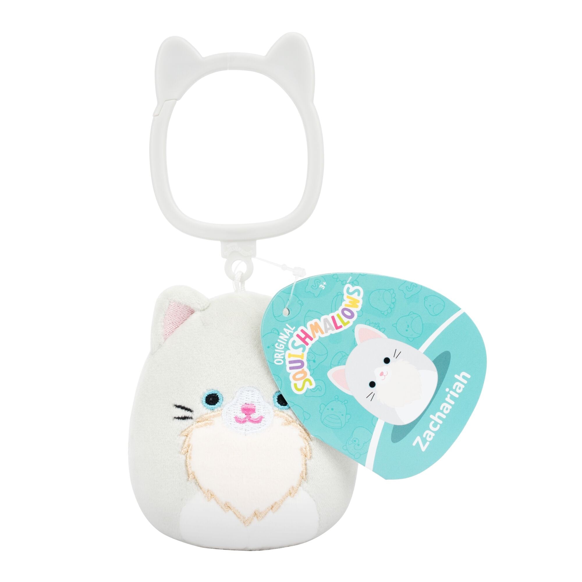 Squishmallows 3.5 Inch Clip On Plush Series 29 Zachariah Angora Cat