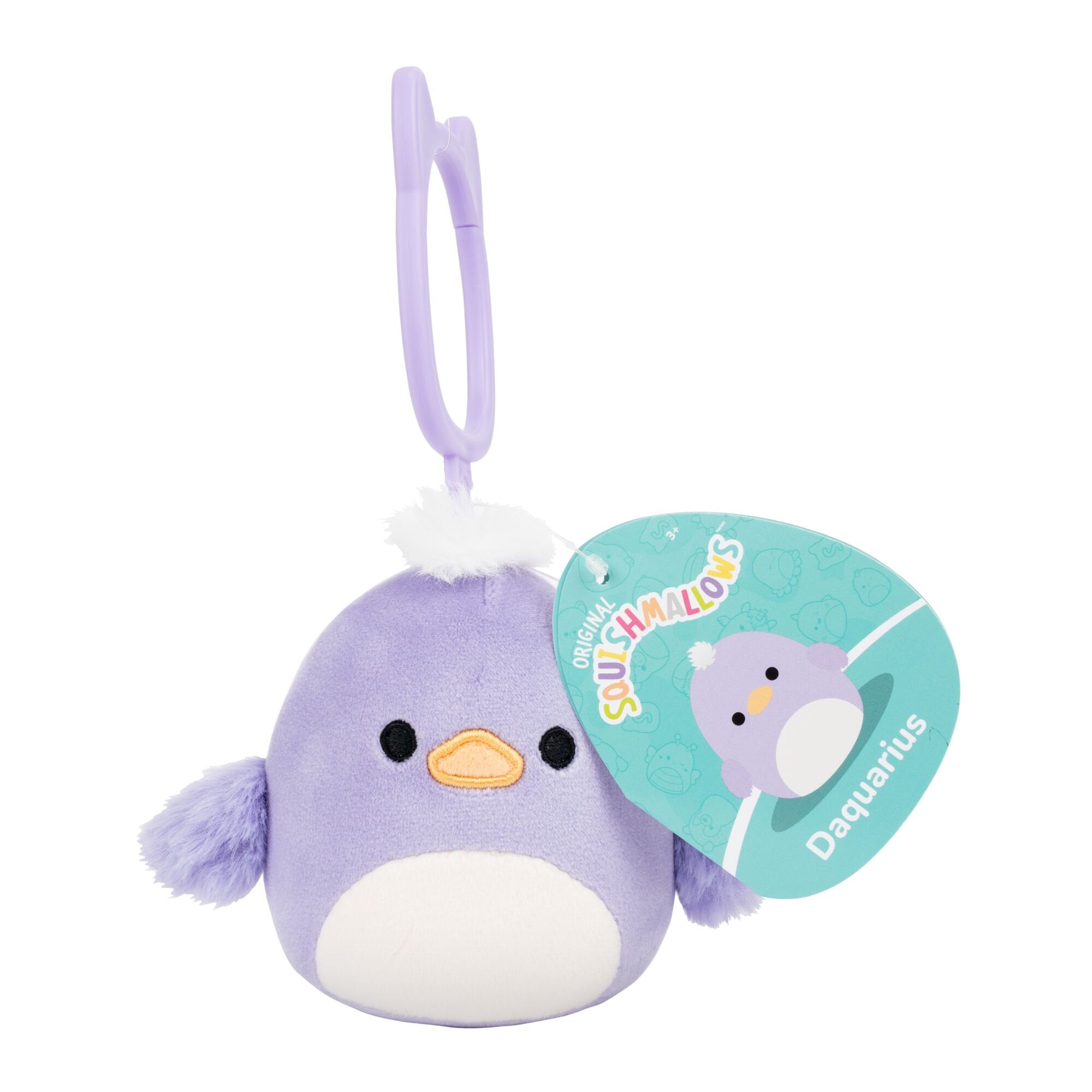 Squishmallows 3.5 Inch Clip On Plush Series 29 Daquarius Purple Duck
