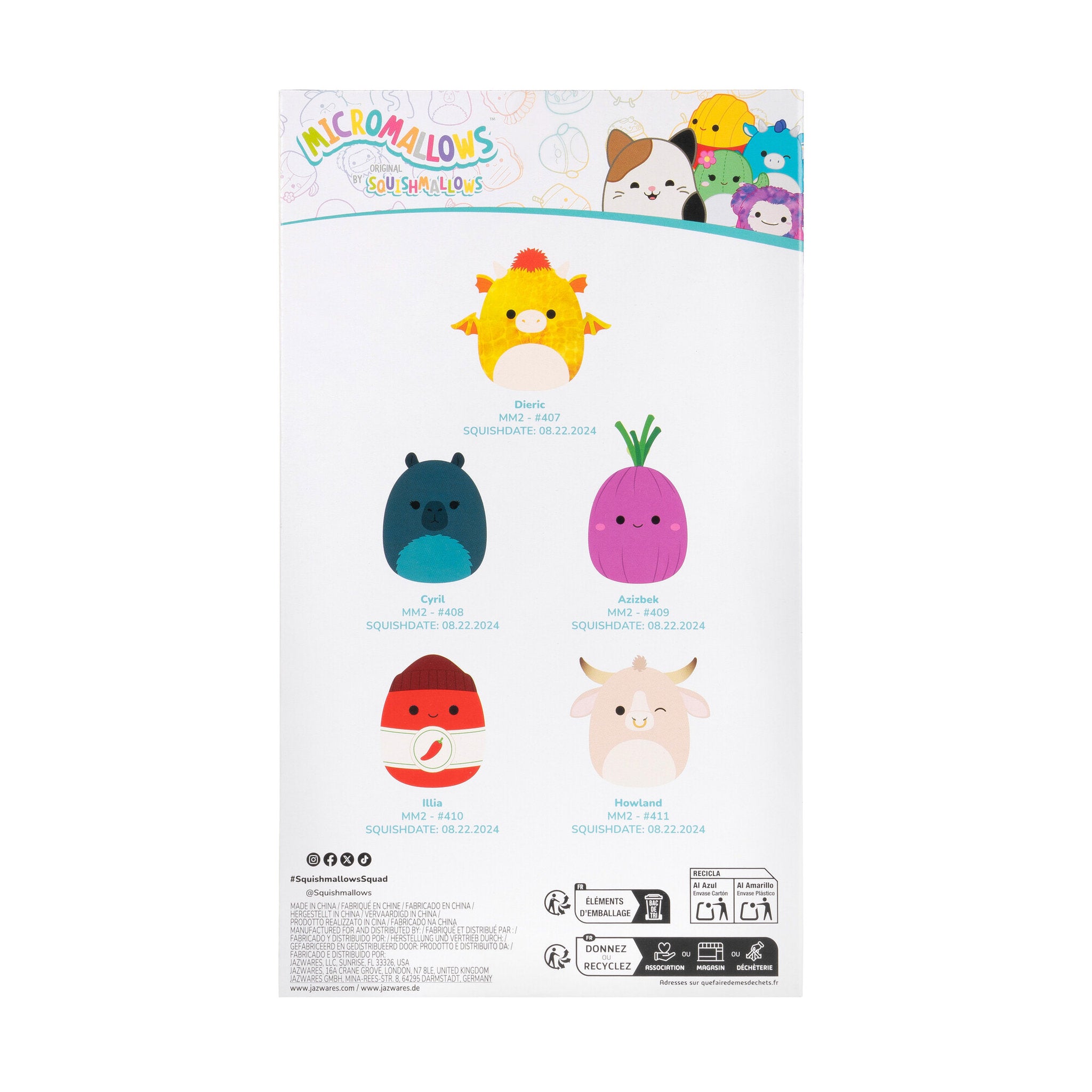 Squishmallows Micromallows 2.5 inch Plush 5 Pack (Dieric The Dragon)