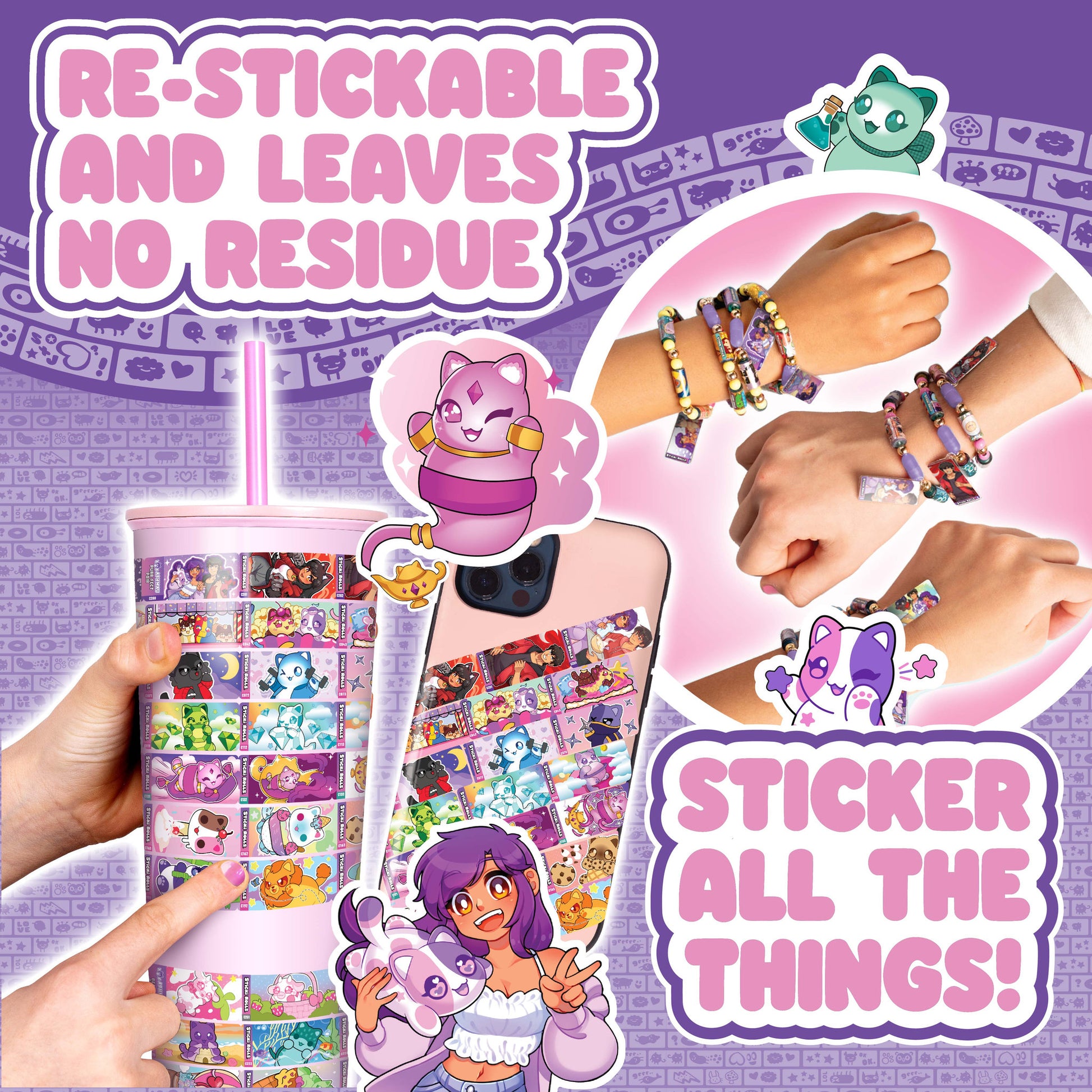 Aphmau Sticki Rolls Sticki Band Capsule Assorted Styles - Toyworld NZ