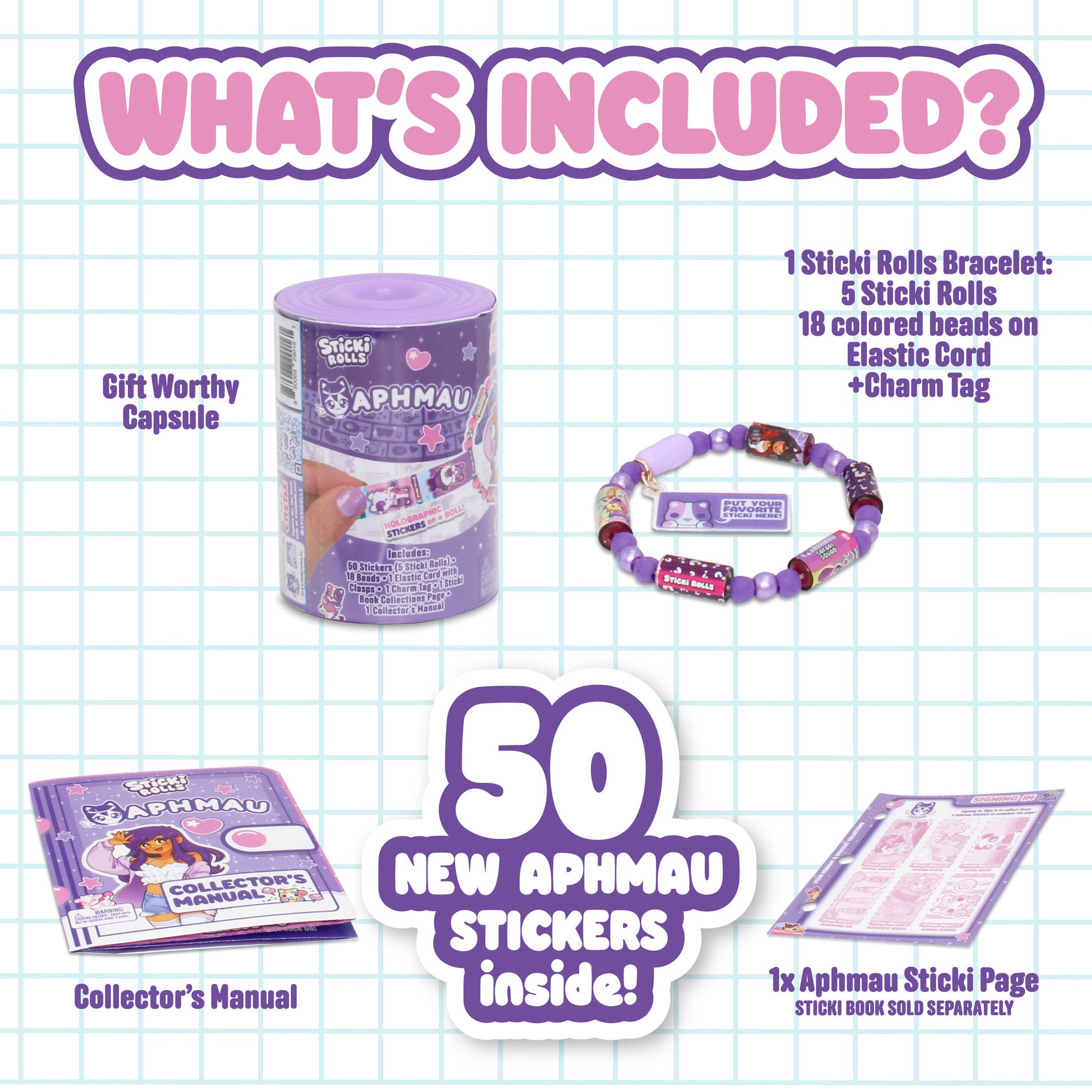 Aphmau Sticki Rolls Sticki Band Capsule Assorted Styles - Toyworld NZ