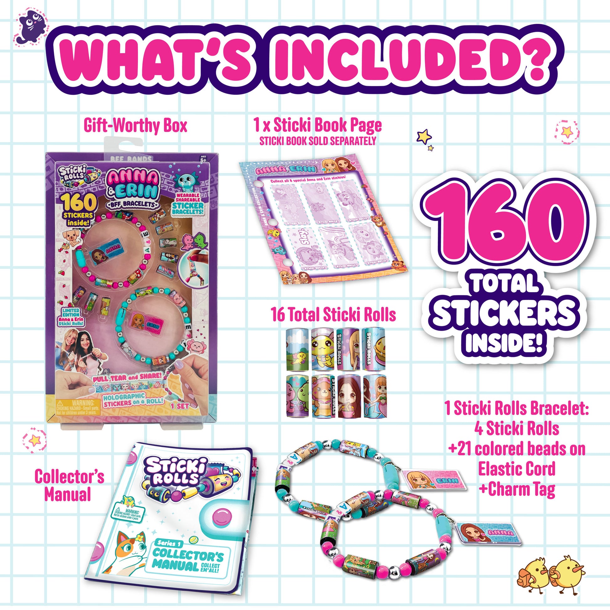Sticki Rolls S2 Anna & Erin BFF Bracelets 2pk - Toyworld NZ