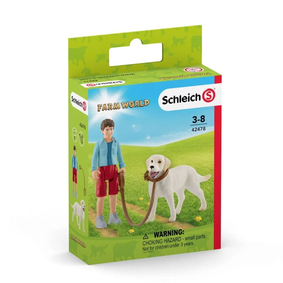 Schleich Farm World Walking With Labrador Retriever Set