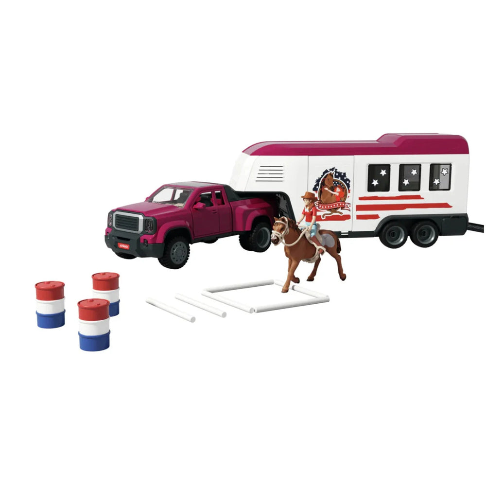 Girl riding horse, in the Schleich Horse Club Lakeside Truck and Trailer Playset