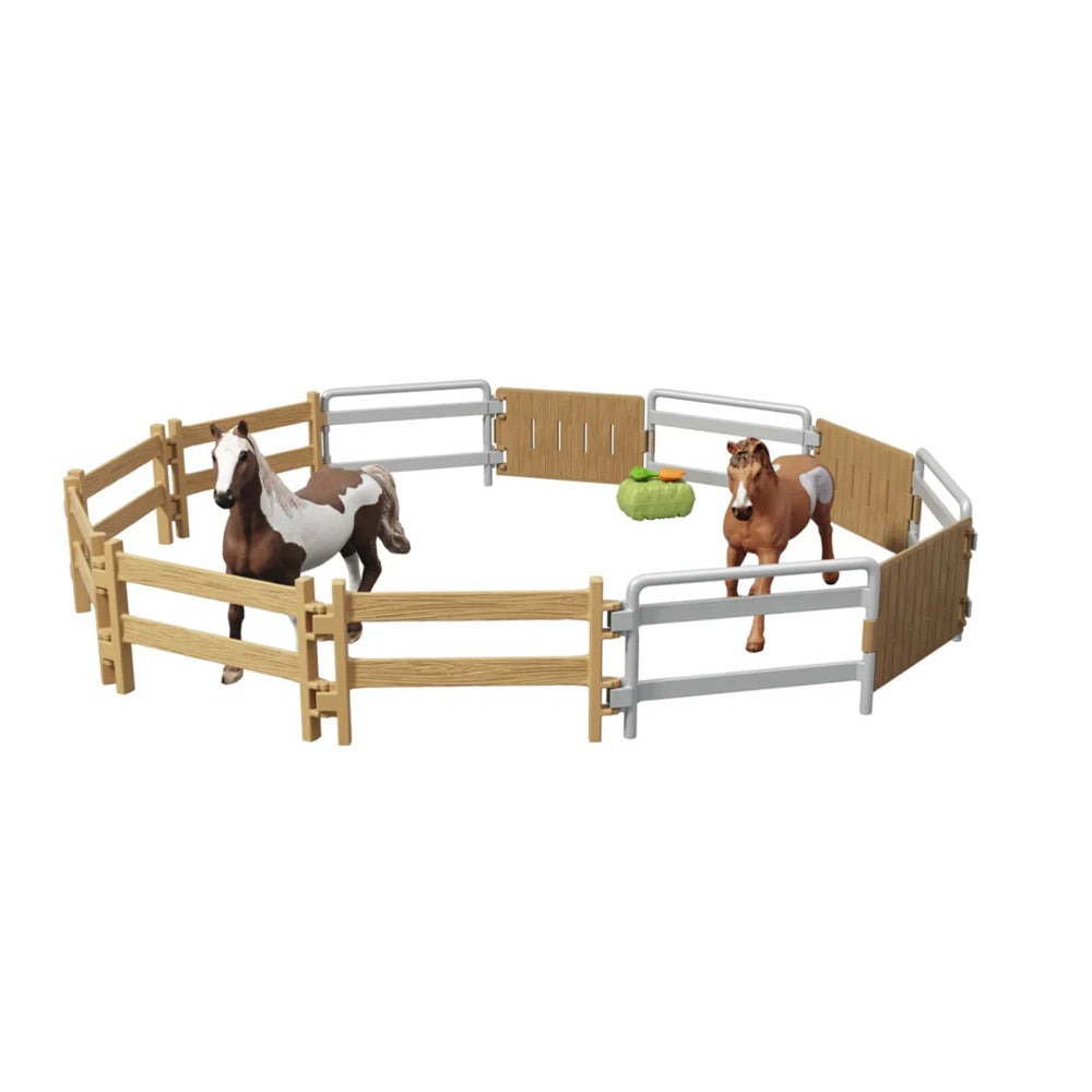 Horses in pen, in the Schleich Horse Club Lakeside Truck and Trailer Playset