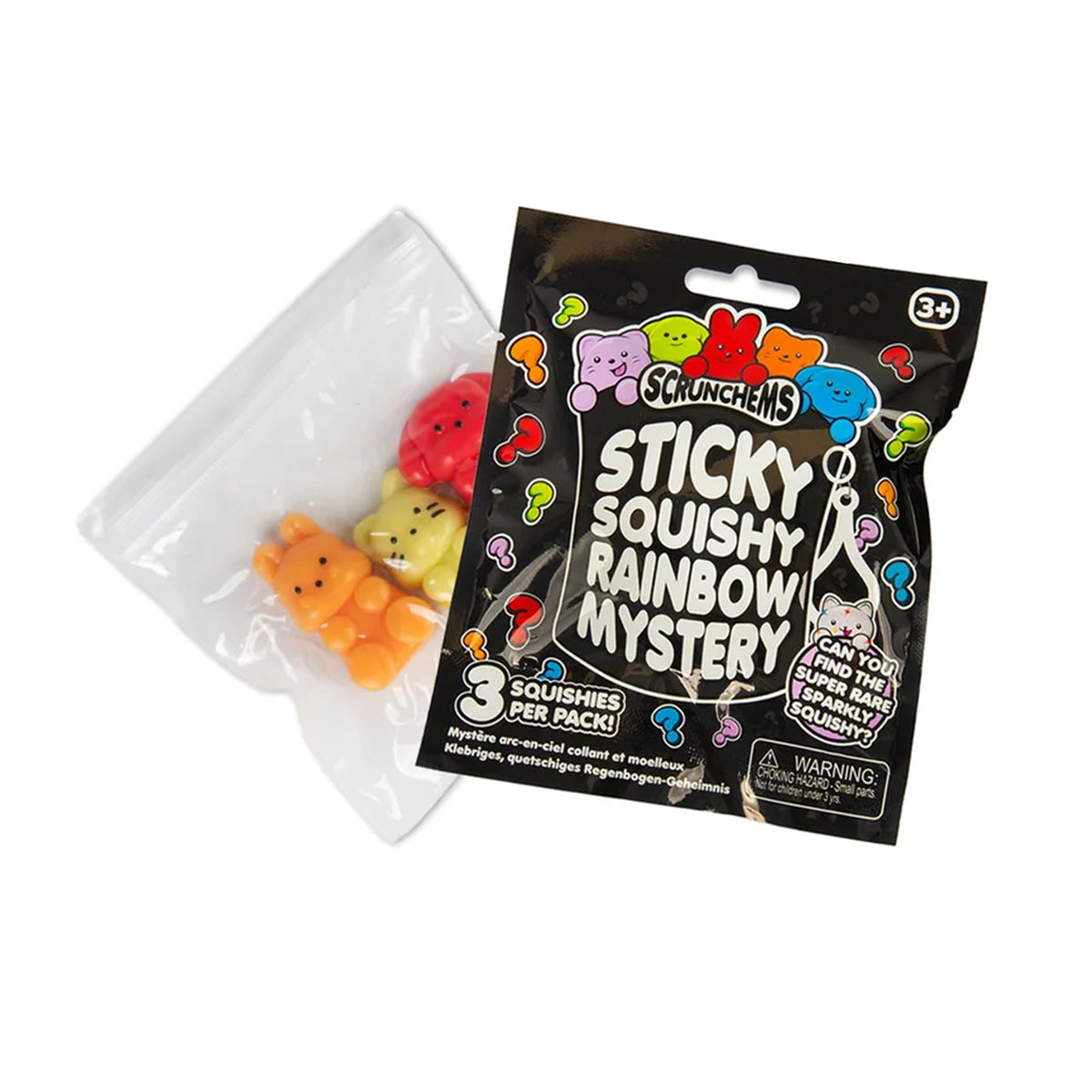 Scrunchems Sticky Squishy Rainbow Mystery Blind Bag toys 3 pack.