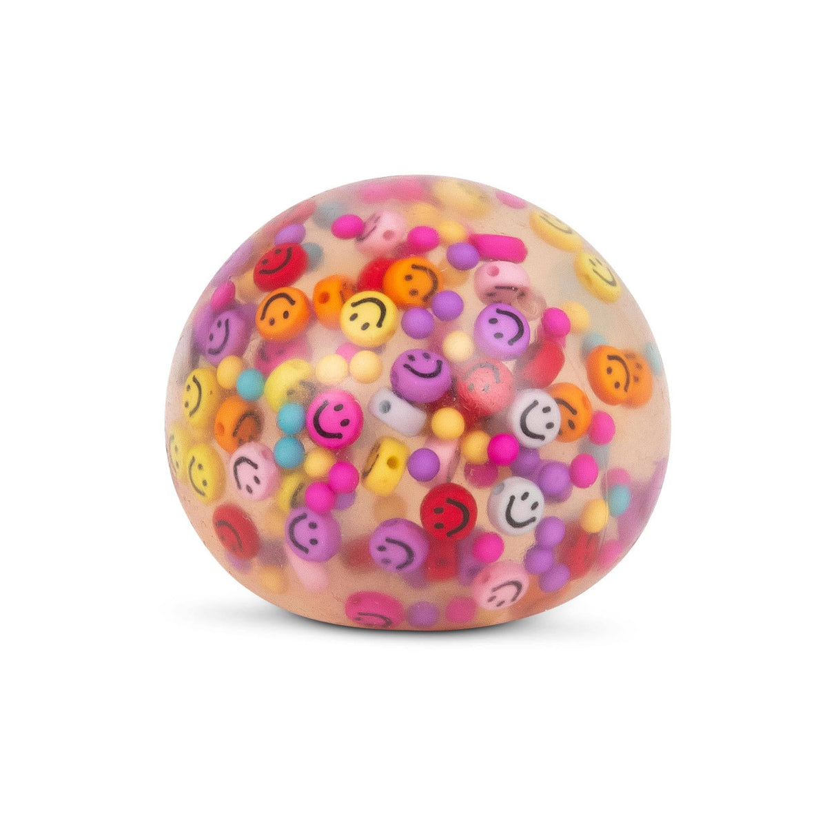 Scrunchems The Happy Little Squishy Ball filled with smiley face beads.