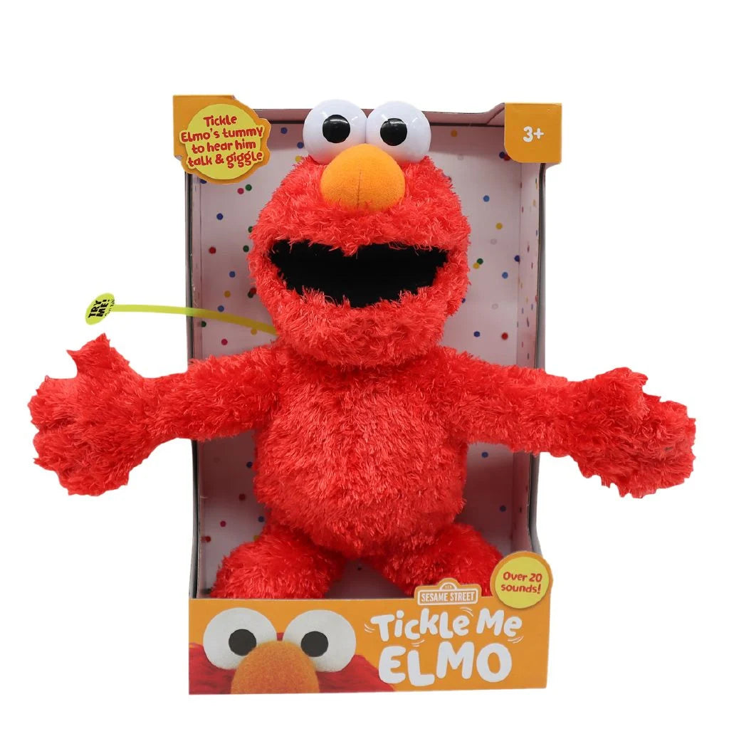 Talking, laughing Sesame Street Tickle Me Elmo toy, in packaging
