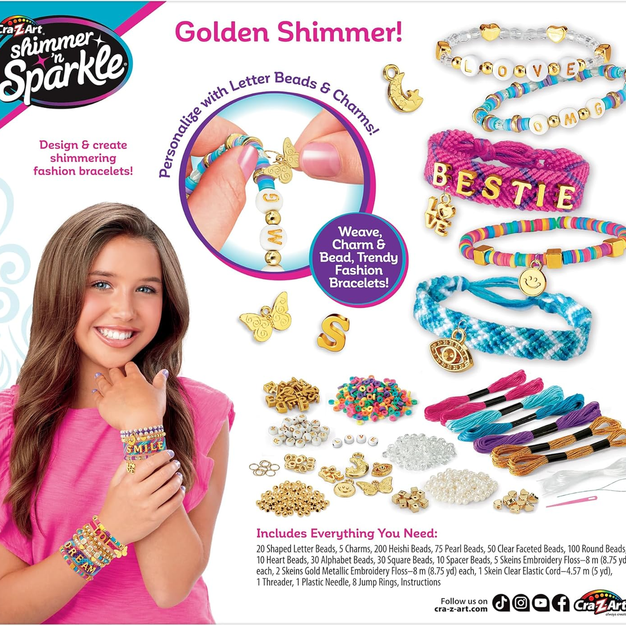Cra-Z-Art Shimmer 'N Sparkle Sparkling A to Z Fashion Bracelets - Toyworld NZ
