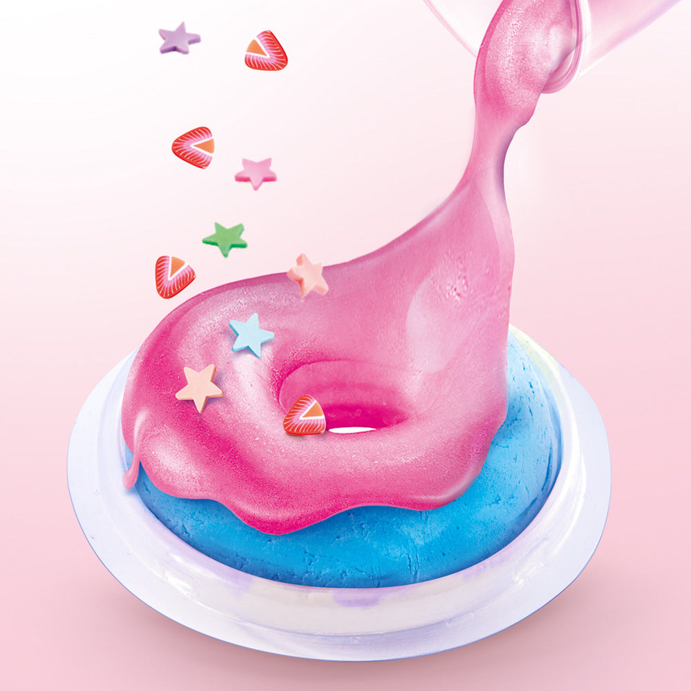 Pour slime on the donut, with the So Slime DIY Slime Presso Donuts Kit