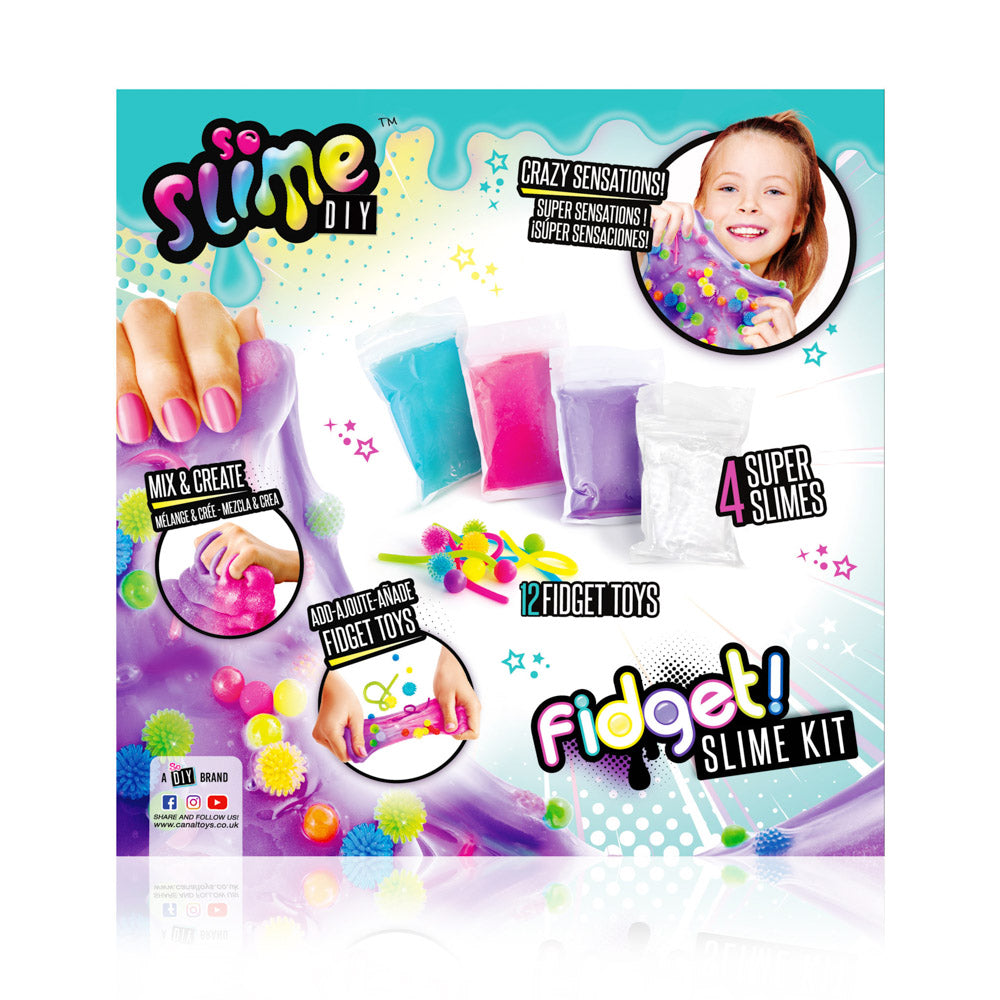 Back packaging of the So Slime Fidget! Slime Kit for creating your own fidget slime