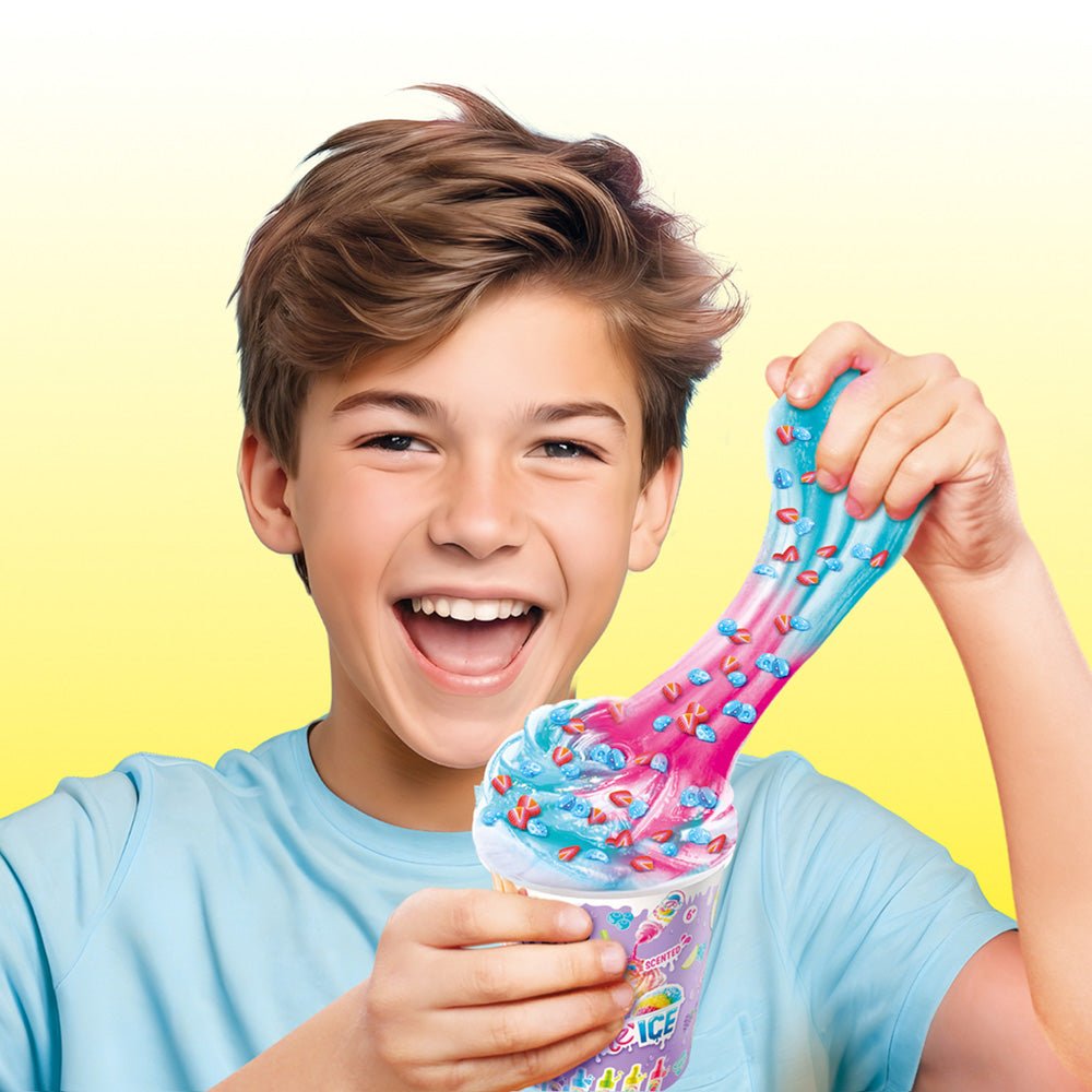Boy stretching the So Slime Ice Mega Cup Assorted Styles Kit