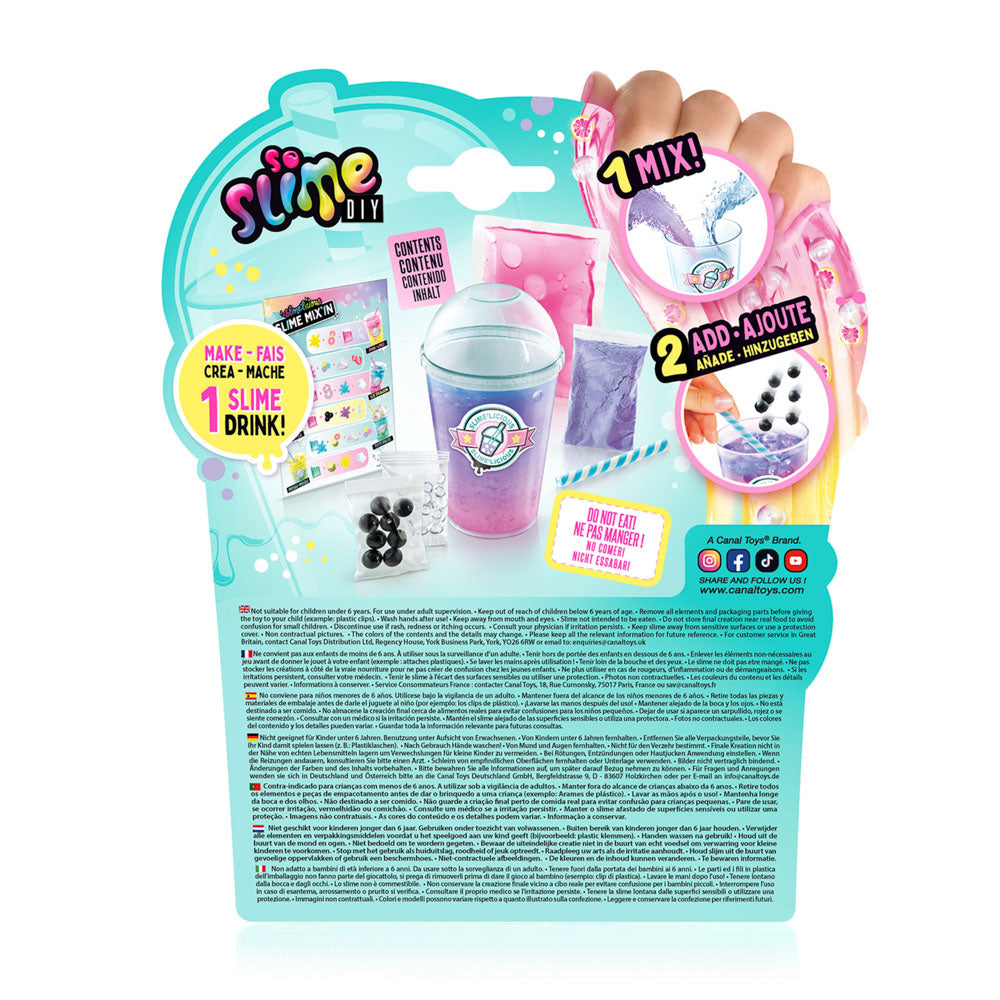 Back packaging of the So Slime Mix'In Drink Single Pack Assorted Styles kit