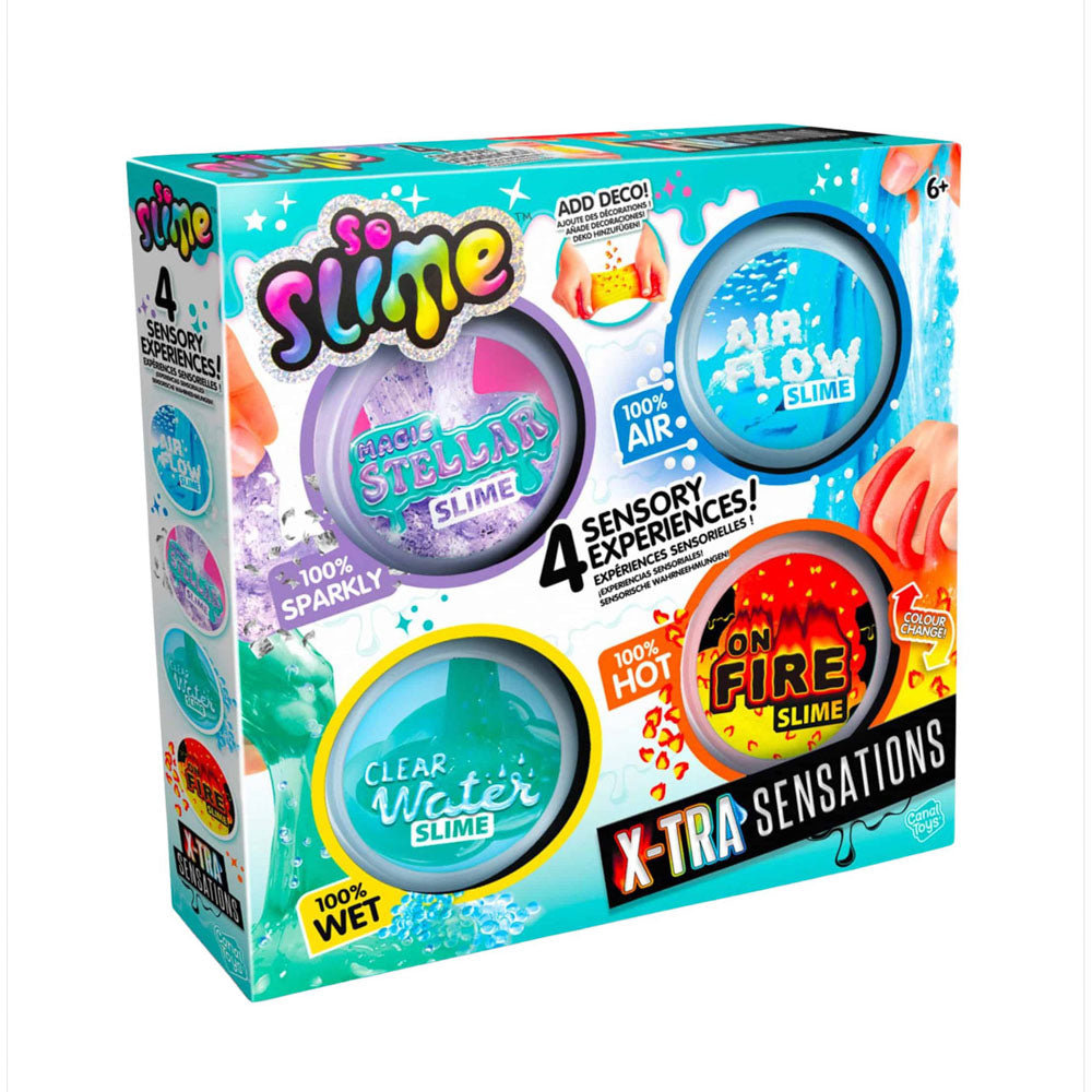 So Slime X-Tra Sensations 4-pack Slime Set - Sparkles, Wet, Air, and Hot - in packaging