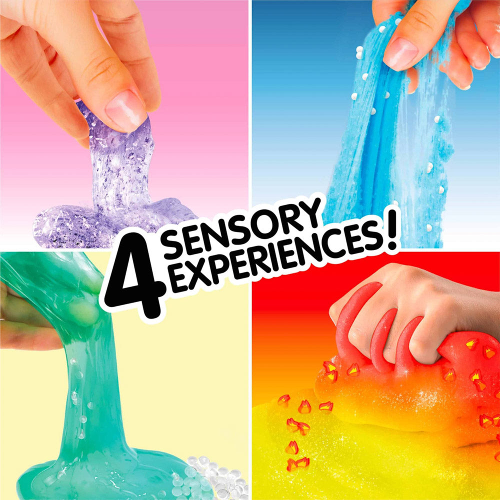 4 Sensory experiences: Sparkles, Wet, Air, and Hot