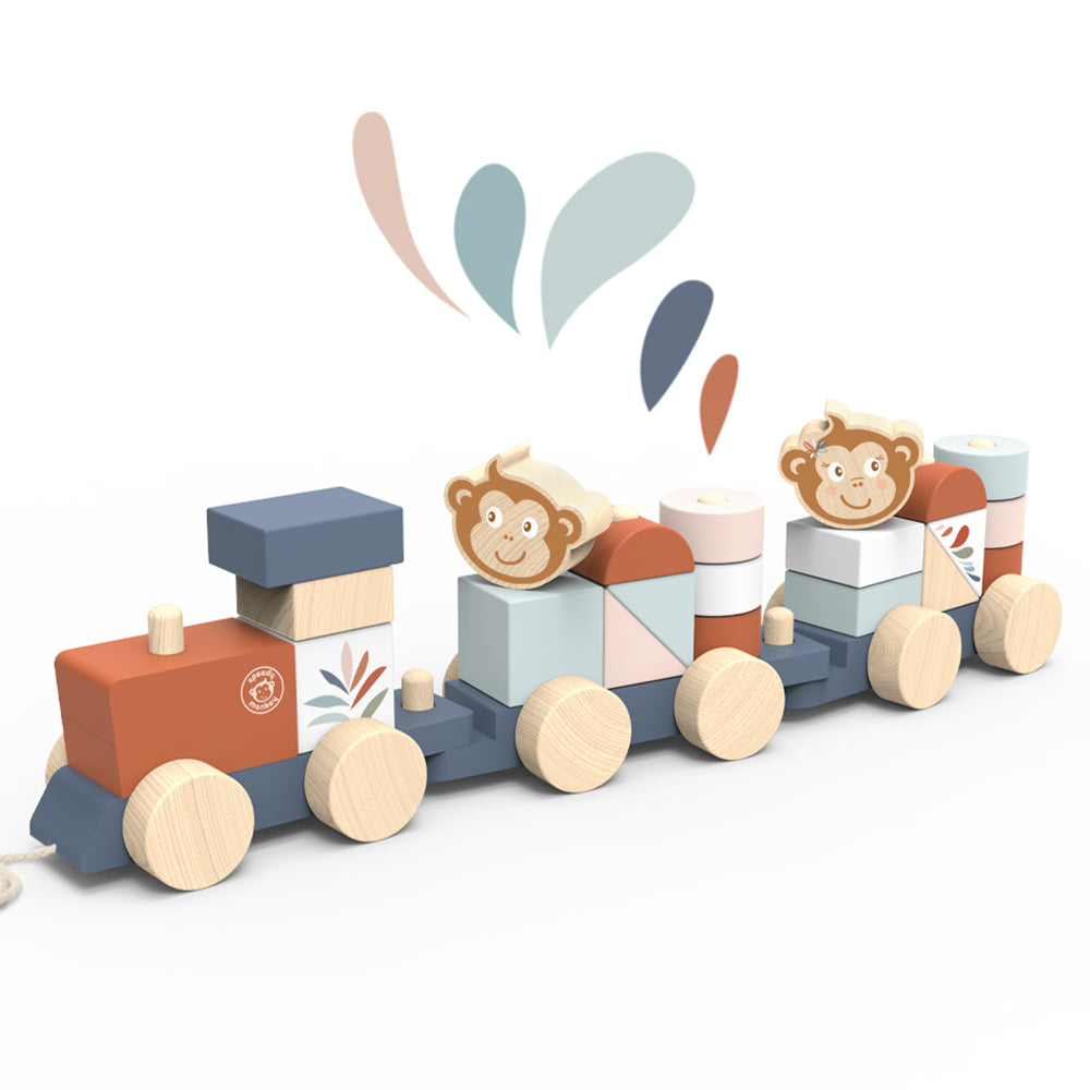 Speedy Monkey Wooden Toy Train Stacker