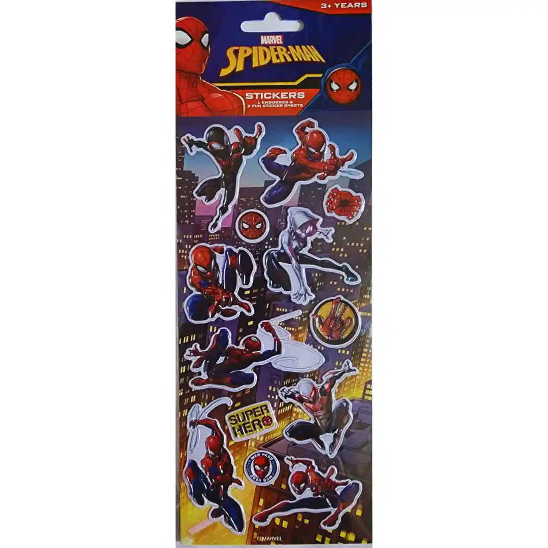 Spiderman Embossed Stickers 3 Pack – Toyworld NZ