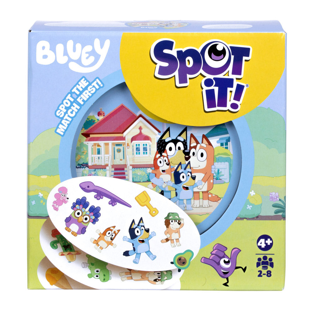 Spot It! Bluey card game for ages 4+, in packaging