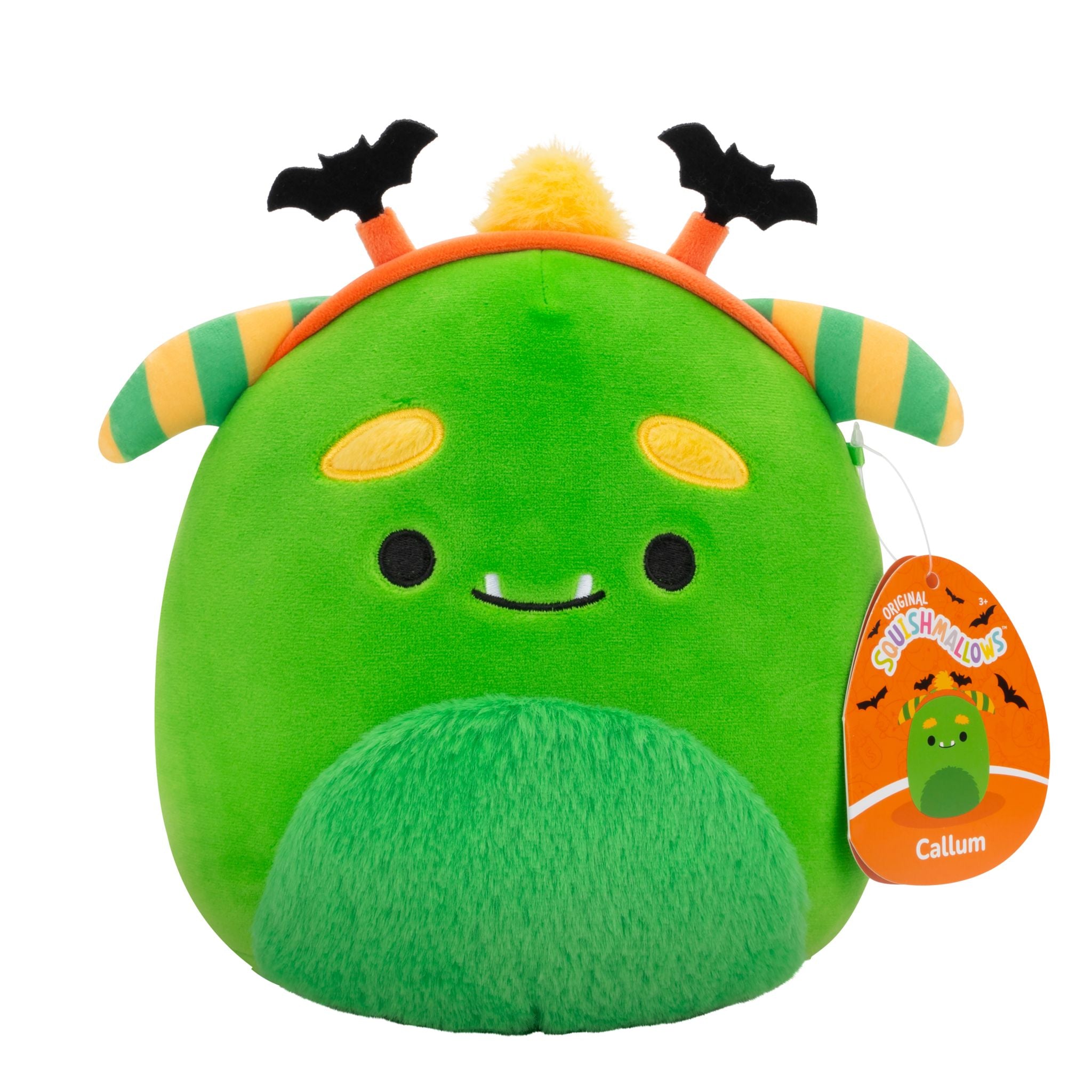 Squishmallows Season Halloween 7.5 Inch Plush Callum Green Monster With Bat Headband