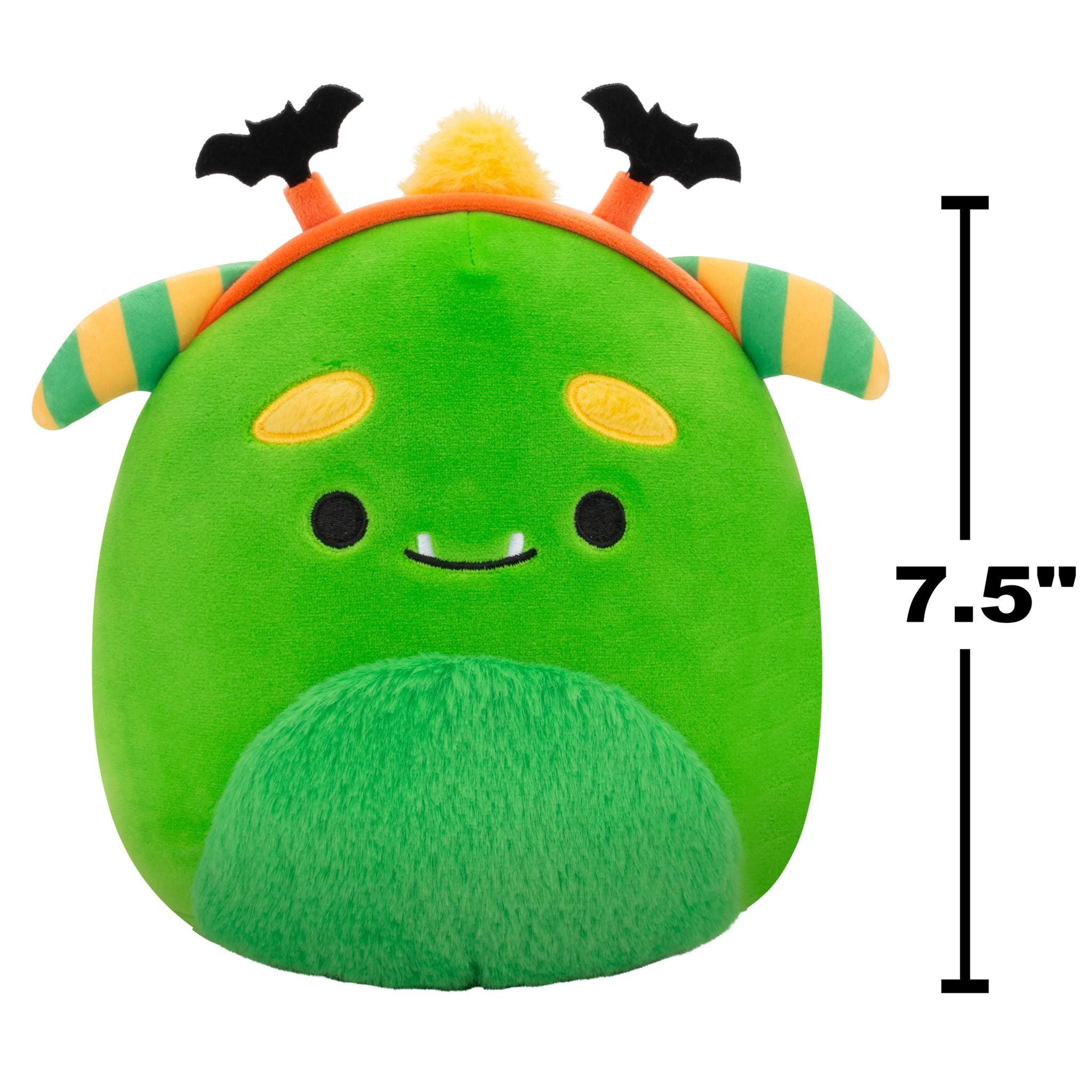 Squishmallows Season Halloween 7.5 Inch Plush Callum Green Monster With Bat Headband