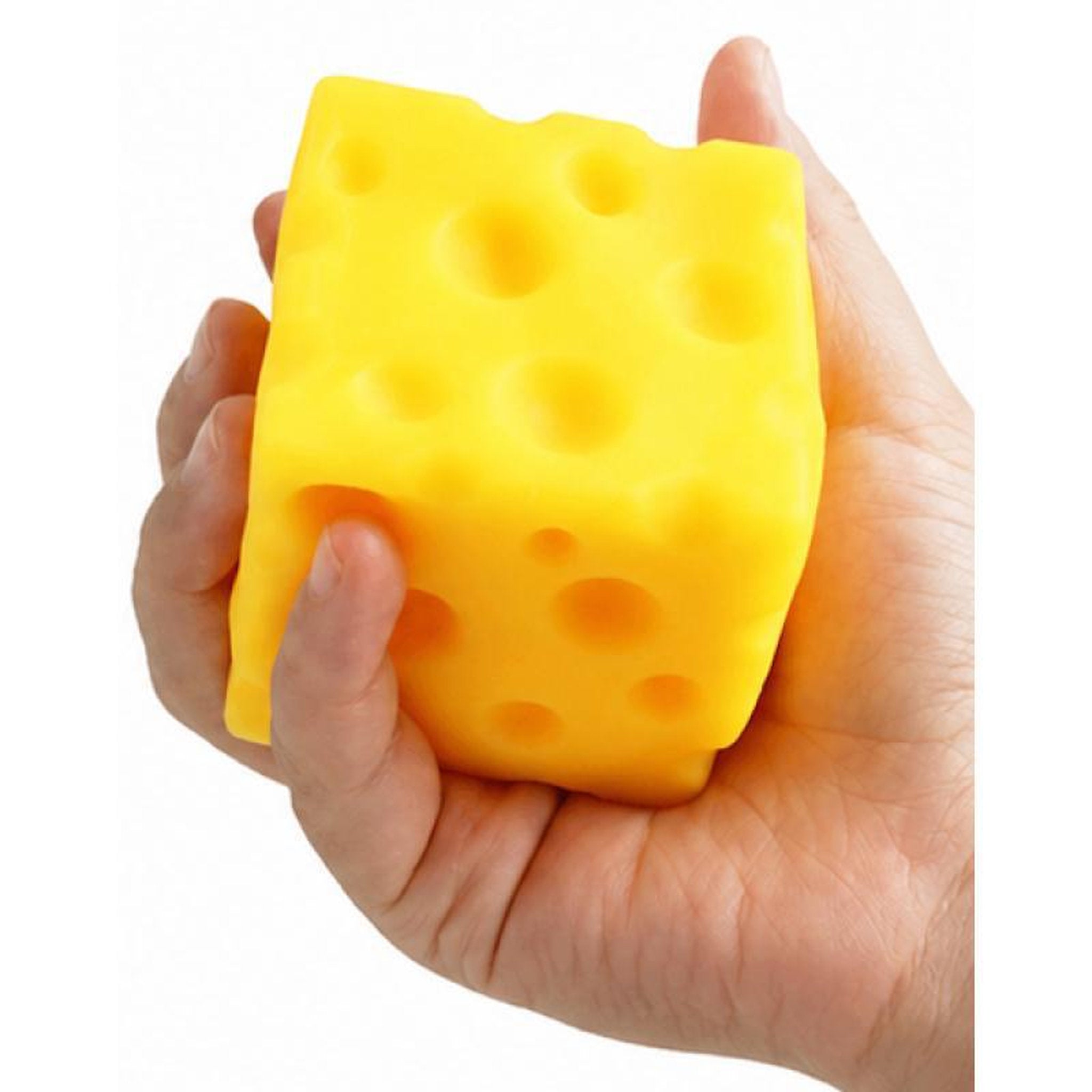 Handing holding the Squishy Cheese Fidget Ball Toy TikTok Trend