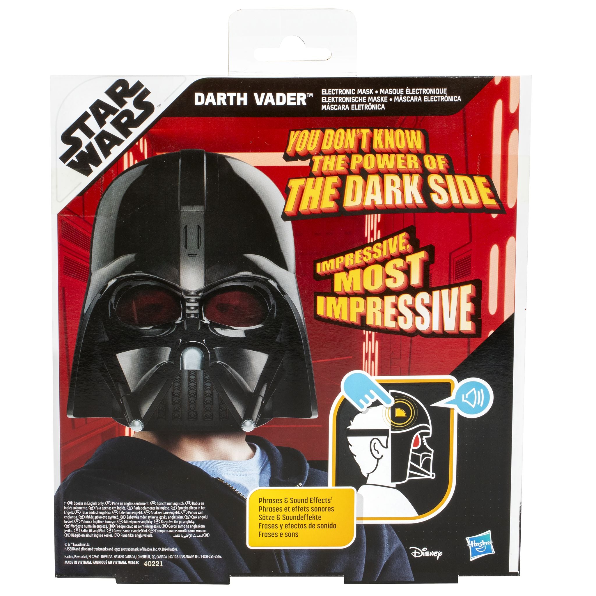 Back of Star Wars Darth Vader Electronic Mask box