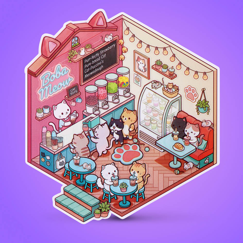 Boba Sticker Therapy Kawaii Kitties Sticker Activity Kit Blind Box