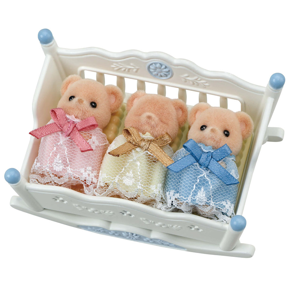 Sylvanian Families Biscuit Bear Sleepy Triplets toys.