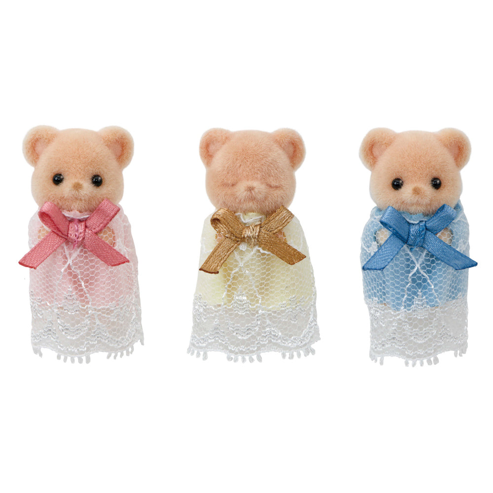 Sylvanian Families Biscuit Bear Sleepy Triplets toys.