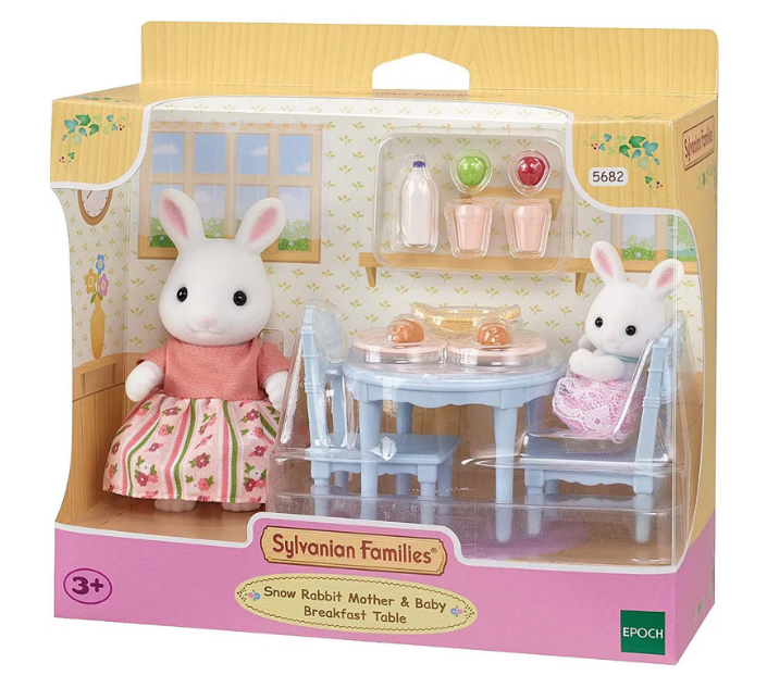 Sylvanian Families Snow Rabbit Mother & Baby Breakfast Table