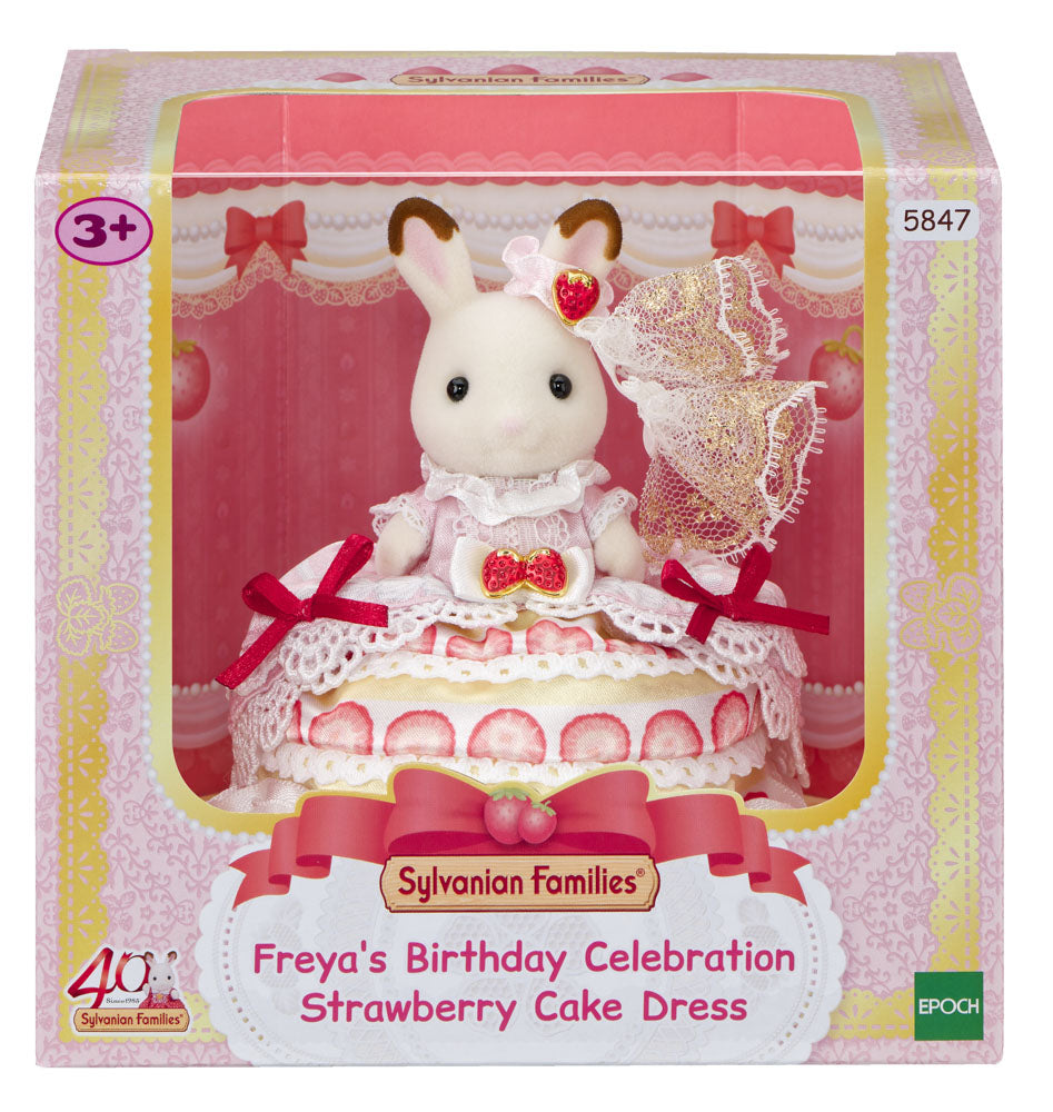 Sylvanian Families Freya's Birthday Celebration Strawberry Cake Dress doll toy