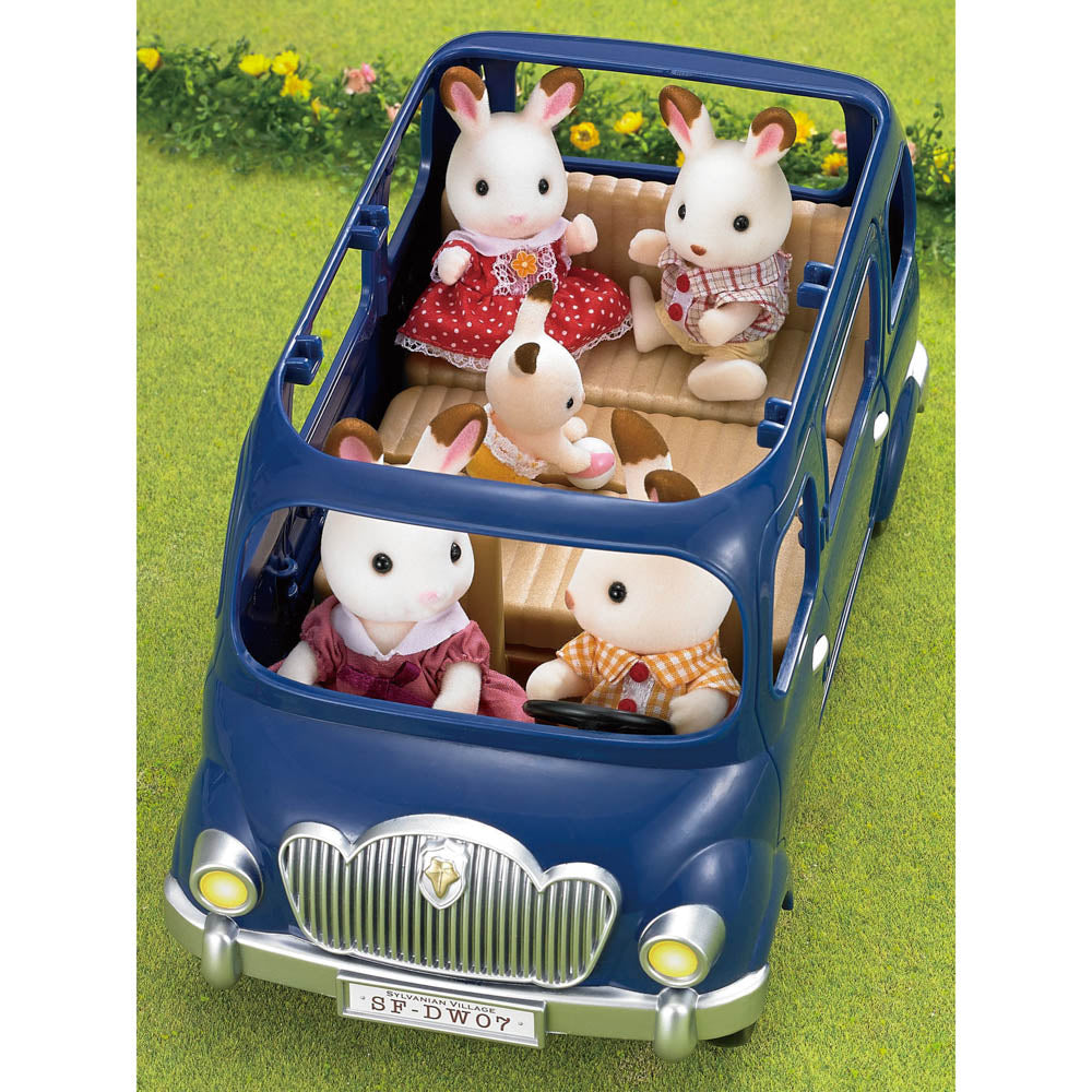 Sylvanian rabbit family inside the Sylvanian Families Seven Seater Van