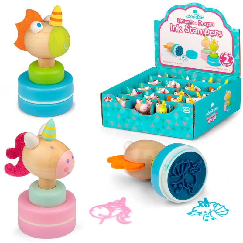 Tobar Wooden Ink Stampers Assorted Dragon Or Unicorn