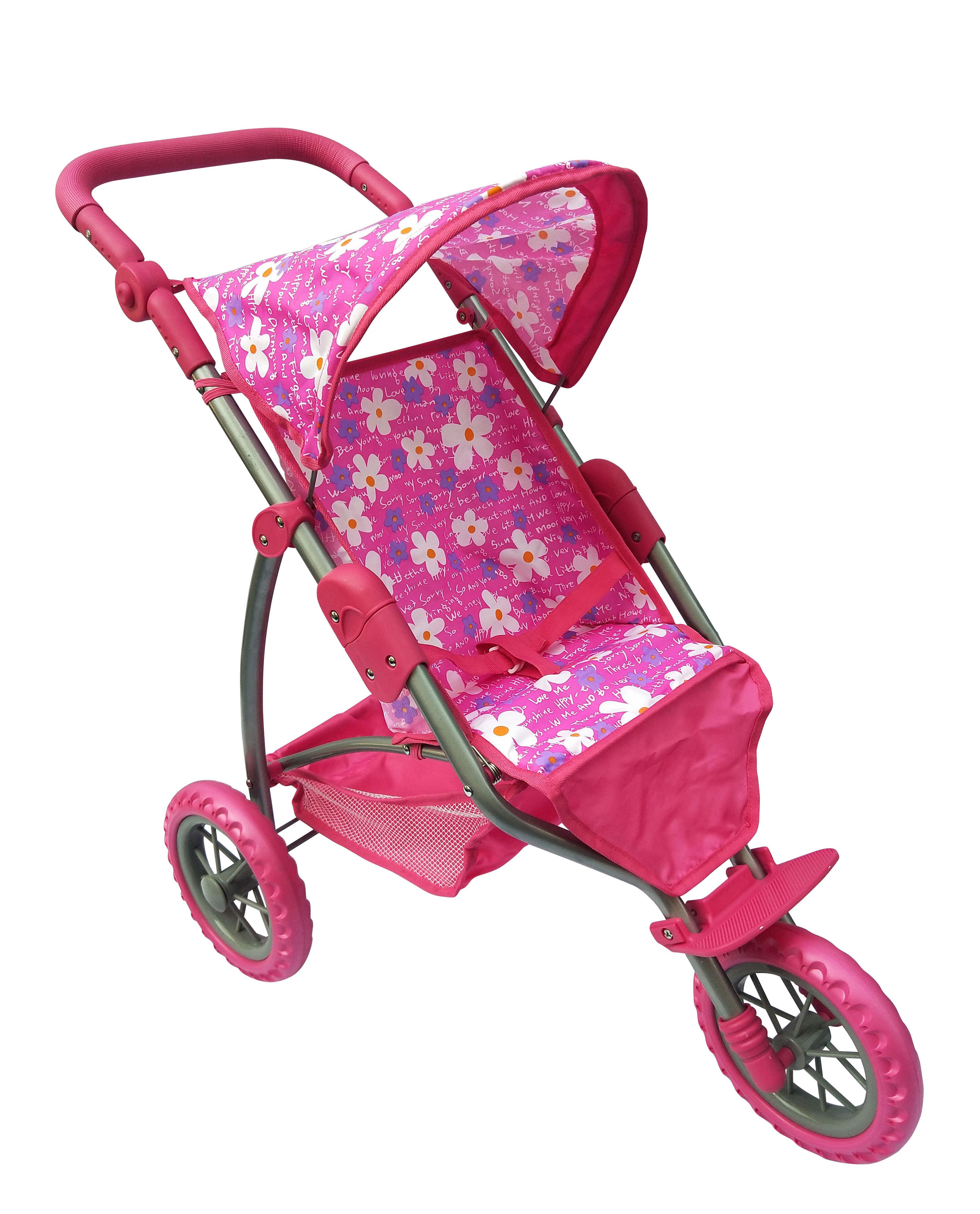 Playworld 3 Wheel Doll Stroller Pink