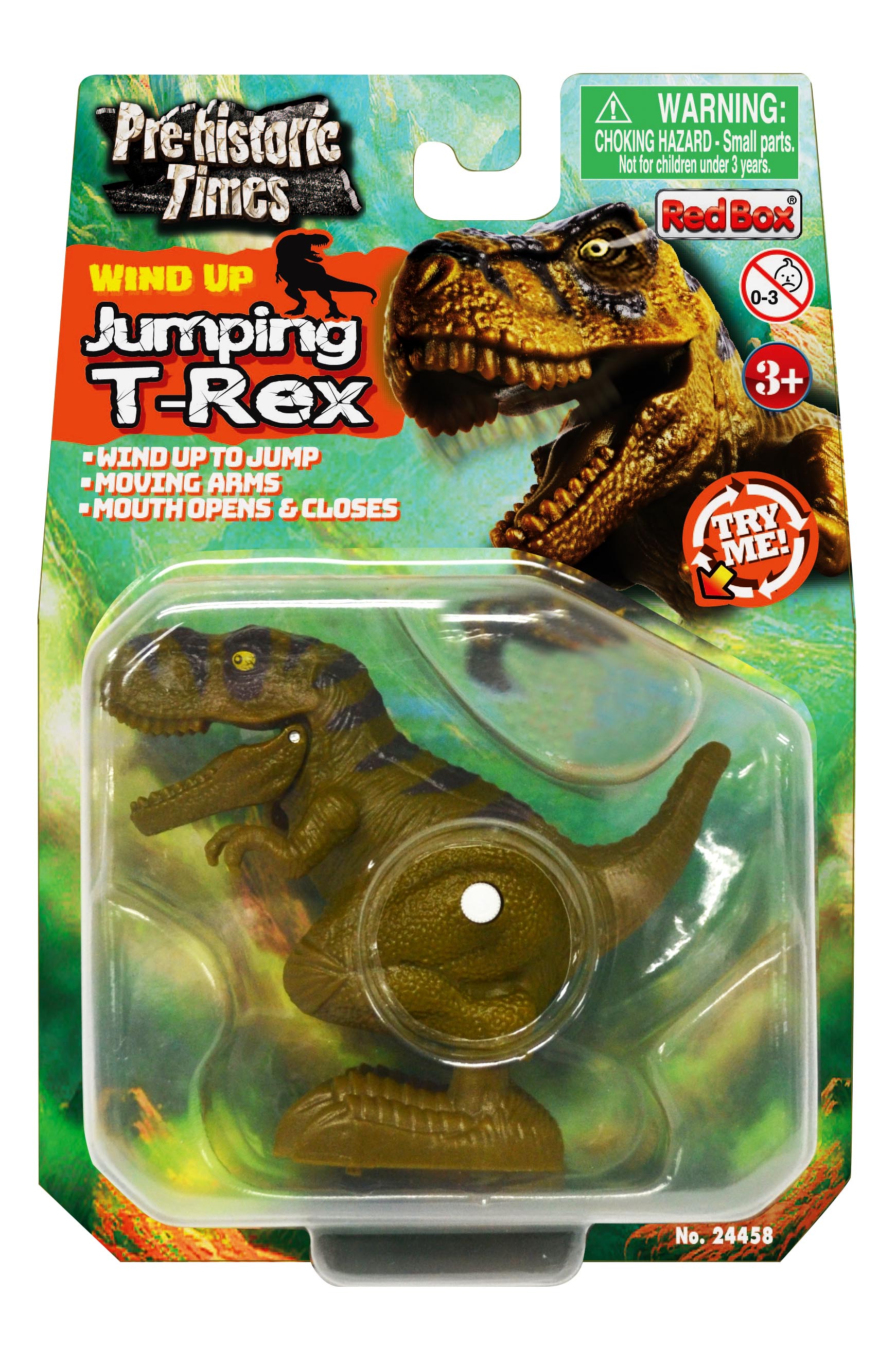 Redbox Pre-Historic Times Wind Up Jumping T-Rex Assorted Styles