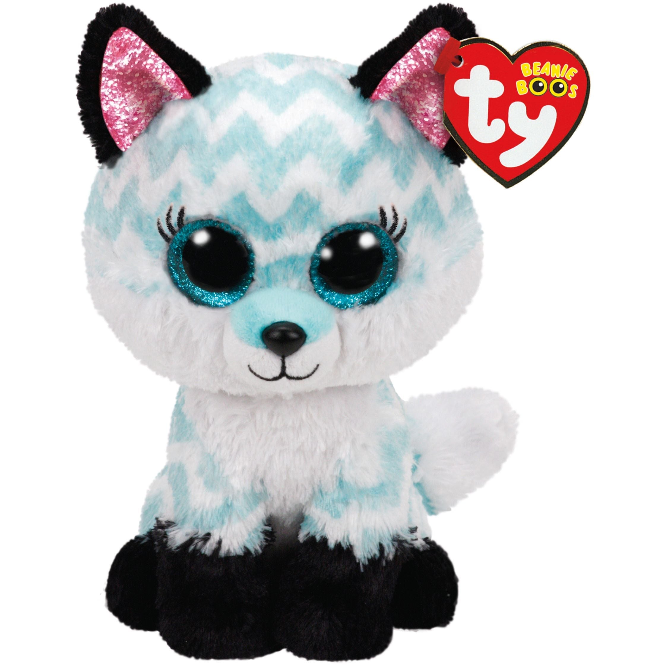 Ty Beanie Boo Medium - Atlas Aqua Chevron Fox
