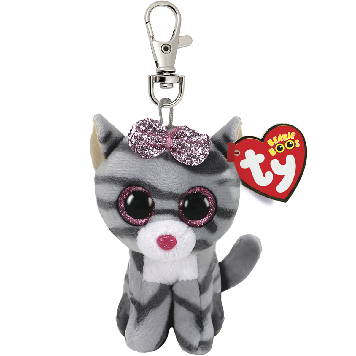 Ty Beanie Boo Clip - Kiki Grey Striped Cat